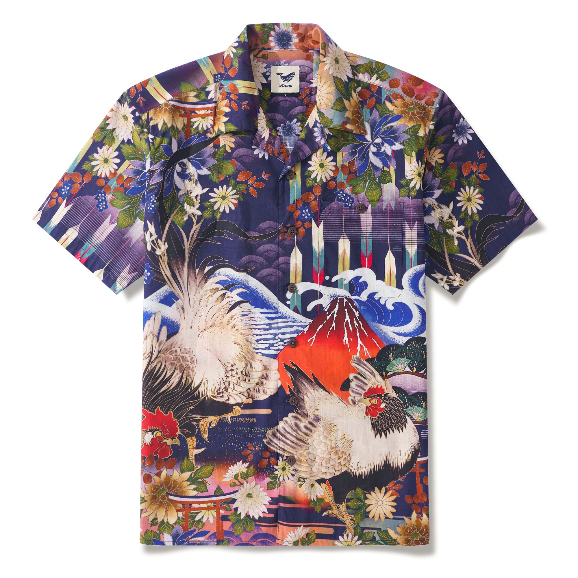 Eastern Inspired Rooster By Zeke Shirt 100% Cotton Men's Aloha Hawaiian Short Sleeve Camp Collar Shirt