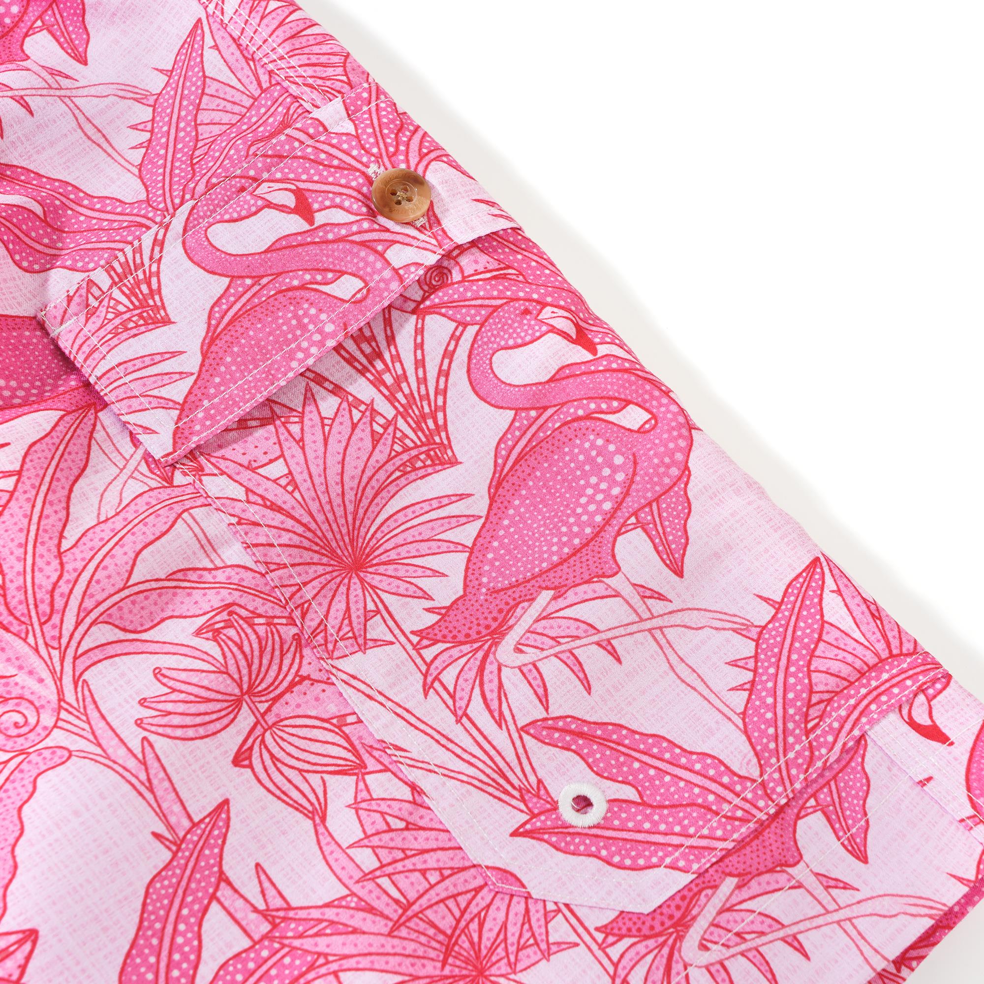 6-Inch Shorts For Men 100% Polyester Aloha Sicilian Lemon Flamingos & Chameleons By House of Haricot Casual Printed Shorts Swim Trunks