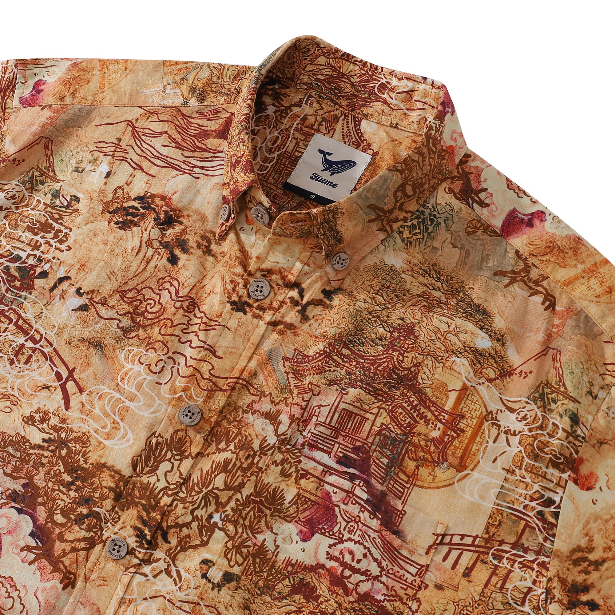 Hawaiian Shirt For Men Oriental Charm Button-down Shirt Short Sleeve 100% Cotton Shirt