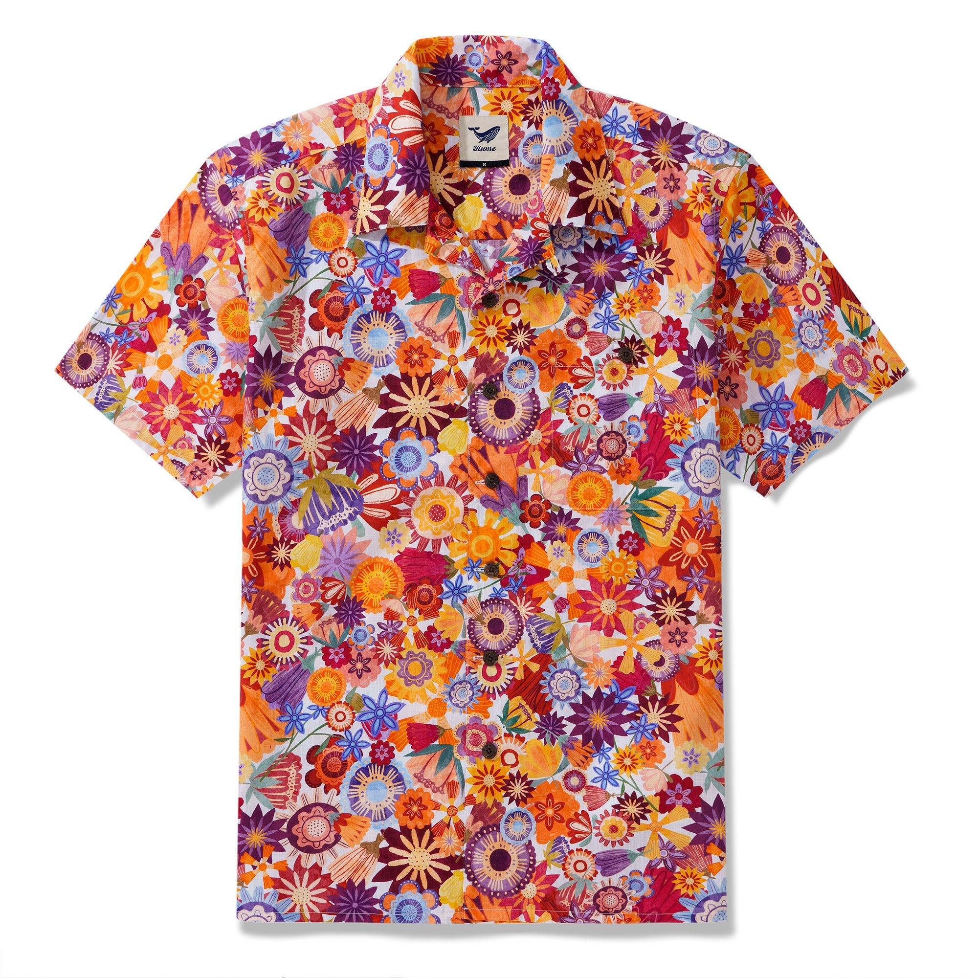 100% Cotton Hawaiian Shirt For Men In the Garden By Shannon Bergin Camp Collar Aloha Shirt