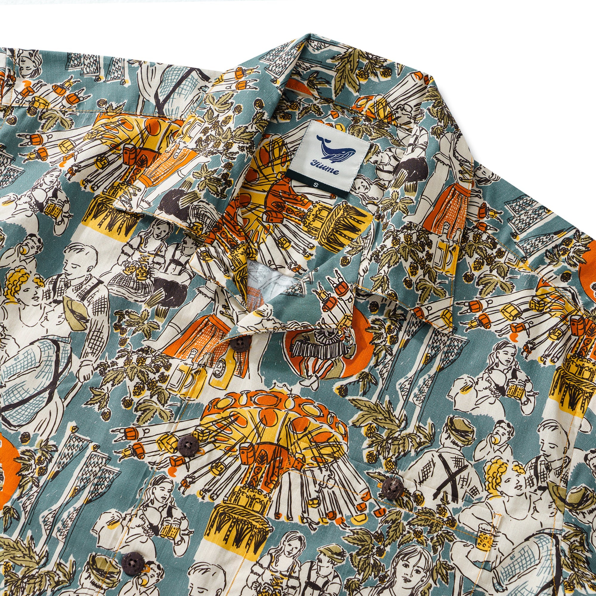 Hawaiian Shirt For Men Oktoberfest By Andrea Leonelli Short Sleeve Shirt Camp Collar 100% Cotton Shirt