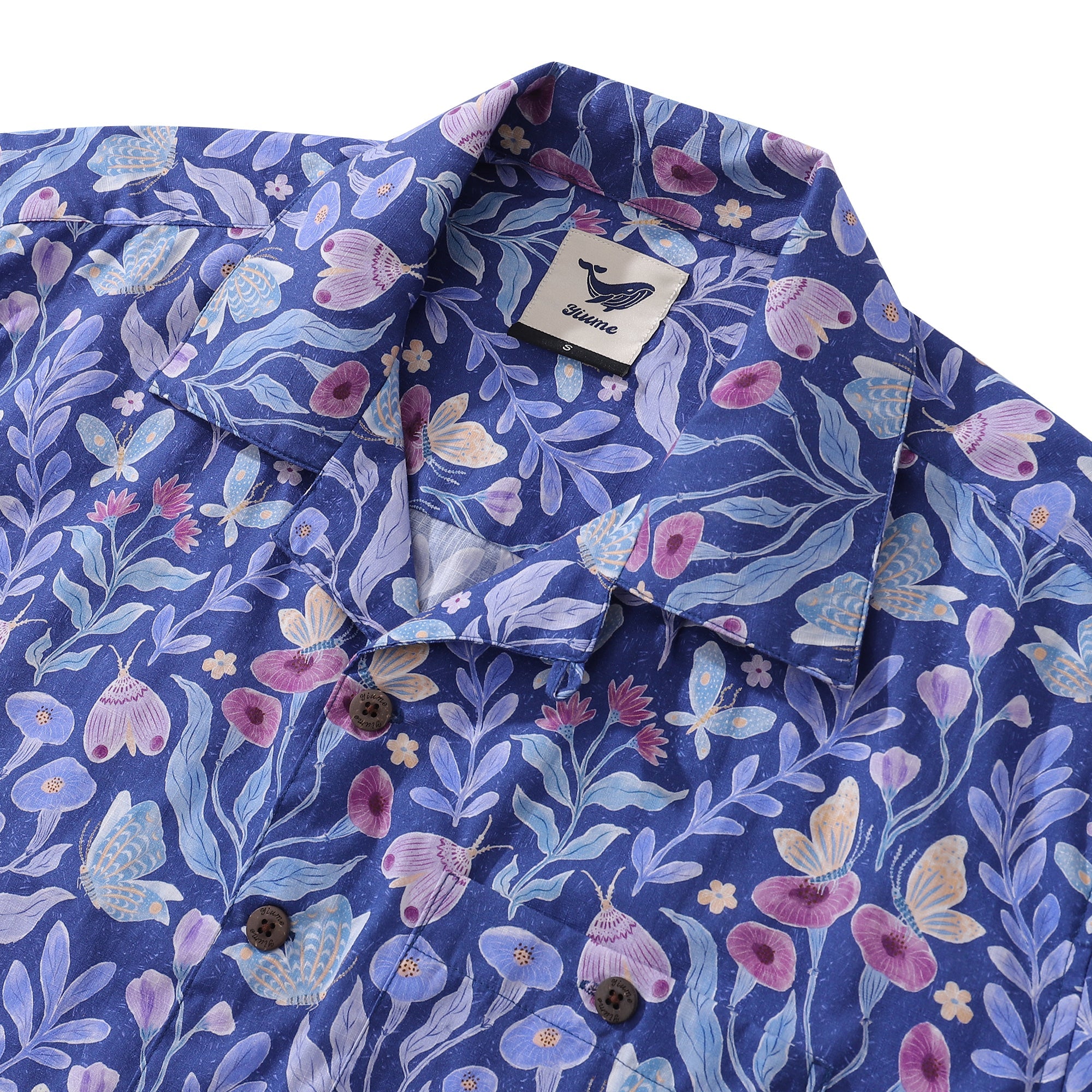 Hawaiian Shirt For Men Midnight Garden By Jill Labieniec Print Shirt Camp Collar 100% Cotton