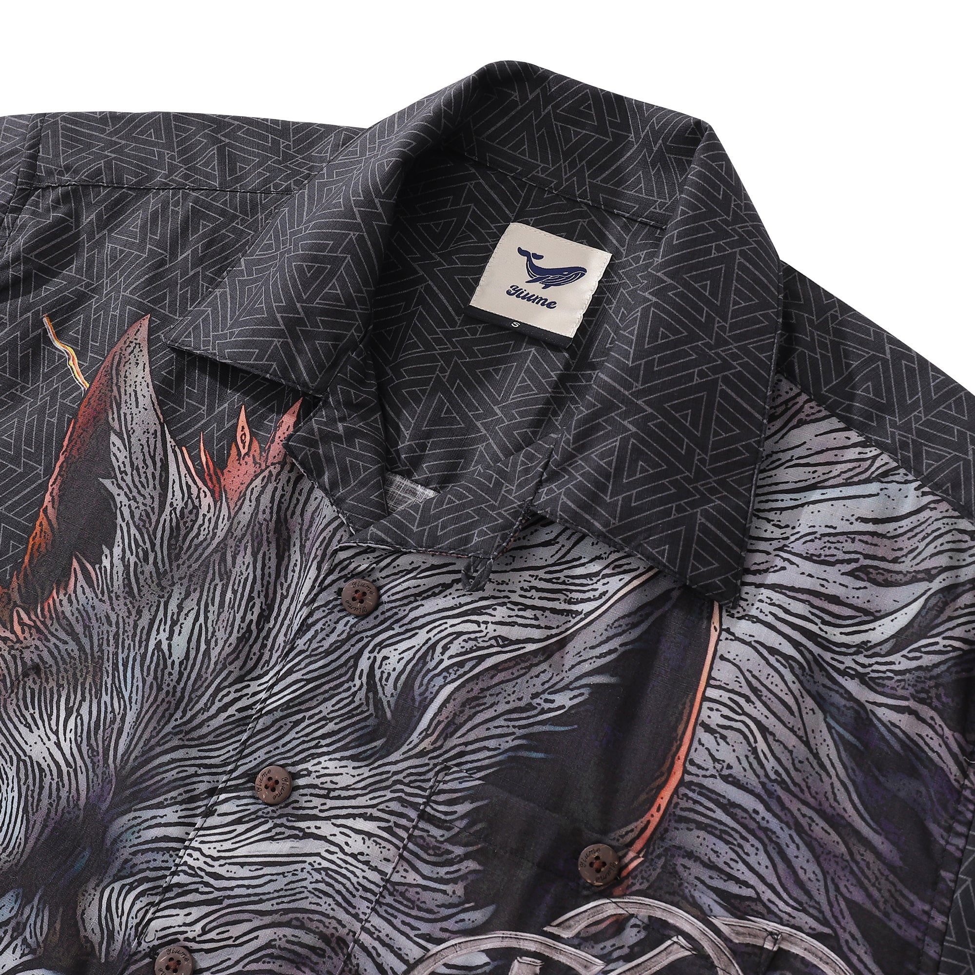 Hawaiian Shirt For Men Fenrir Print Shirt Camp Collar 100% Cotton