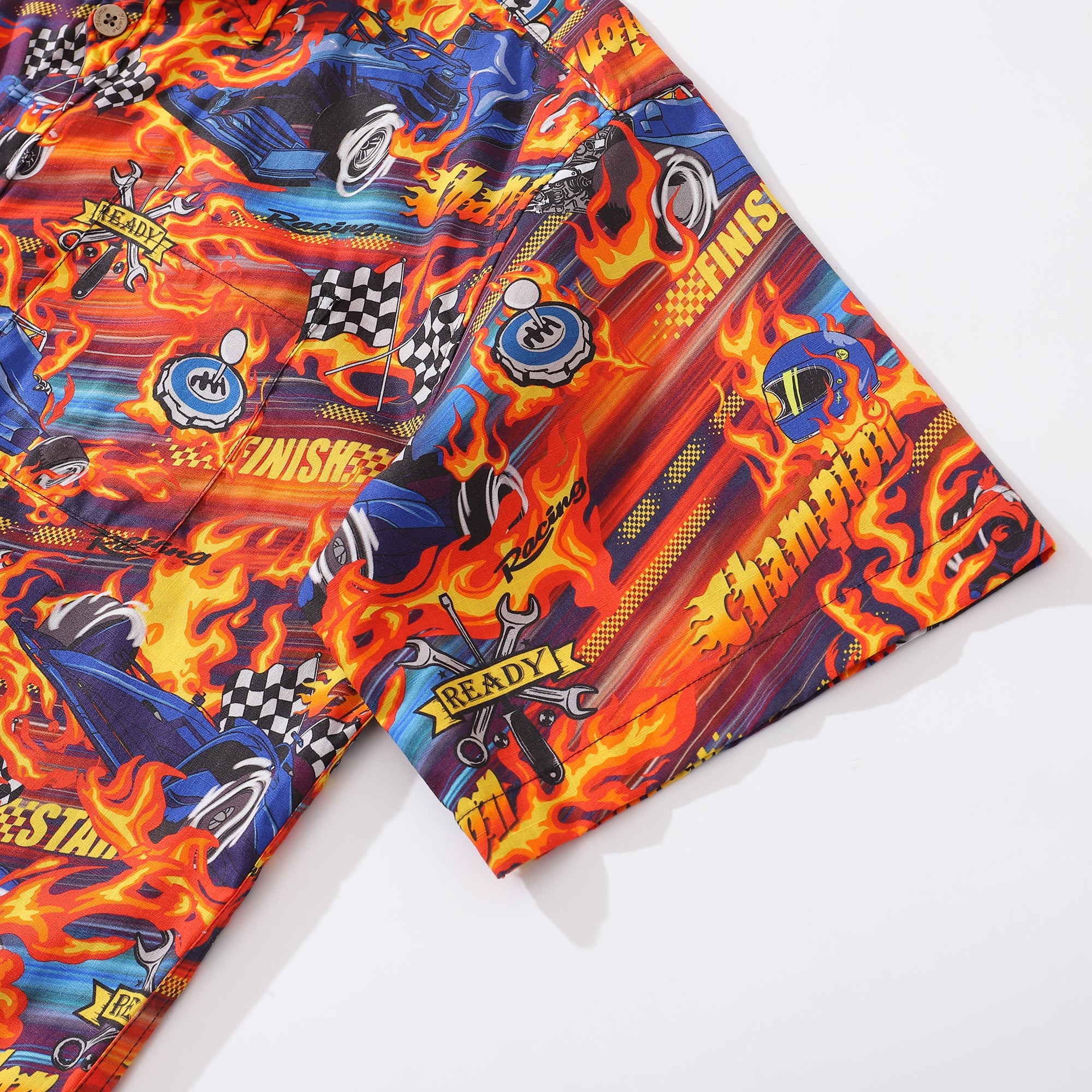 Hawaiian Shirt For Men Speed Button-down Short Sleeve 100% Cotton Shirt