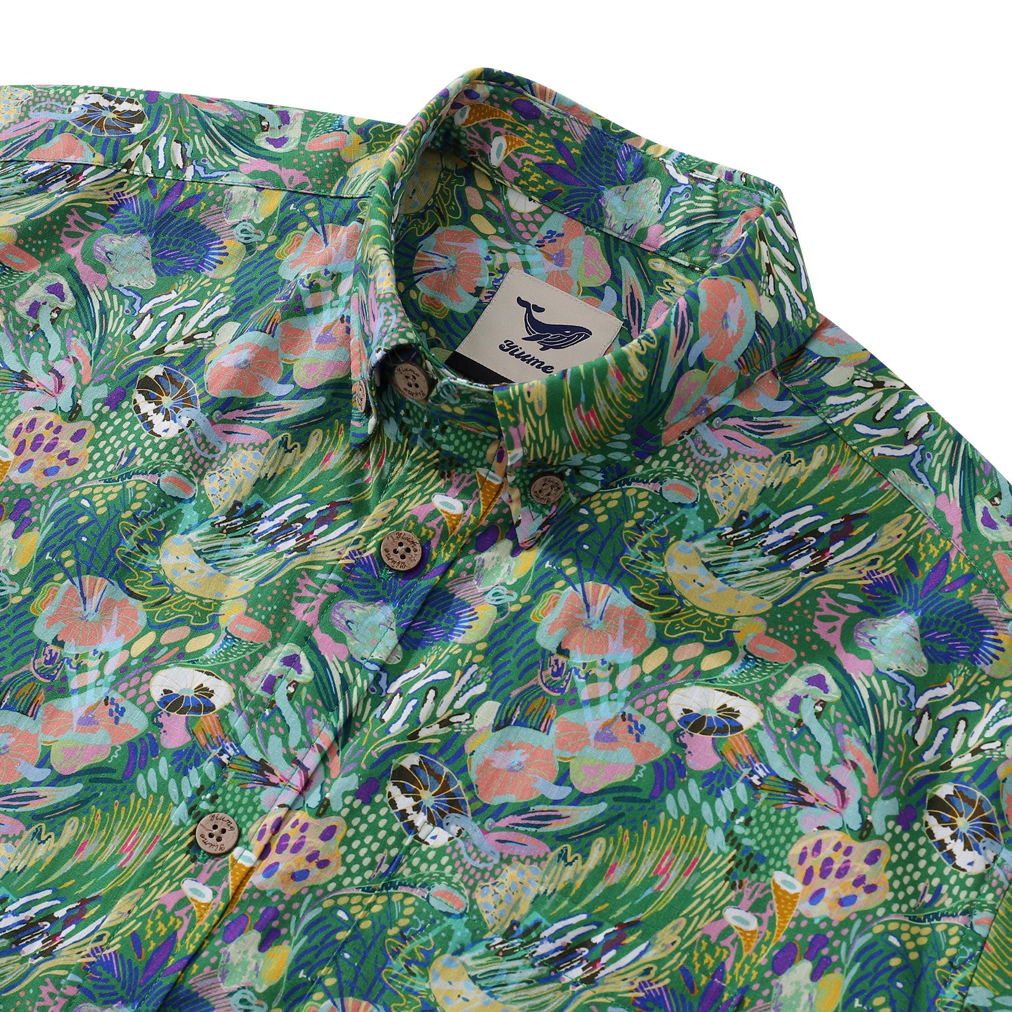 Men's Hawaiian Shirt Songe Marin By Lucille Pattern Cotton Button-down Short Sleeve Aloha Shirt