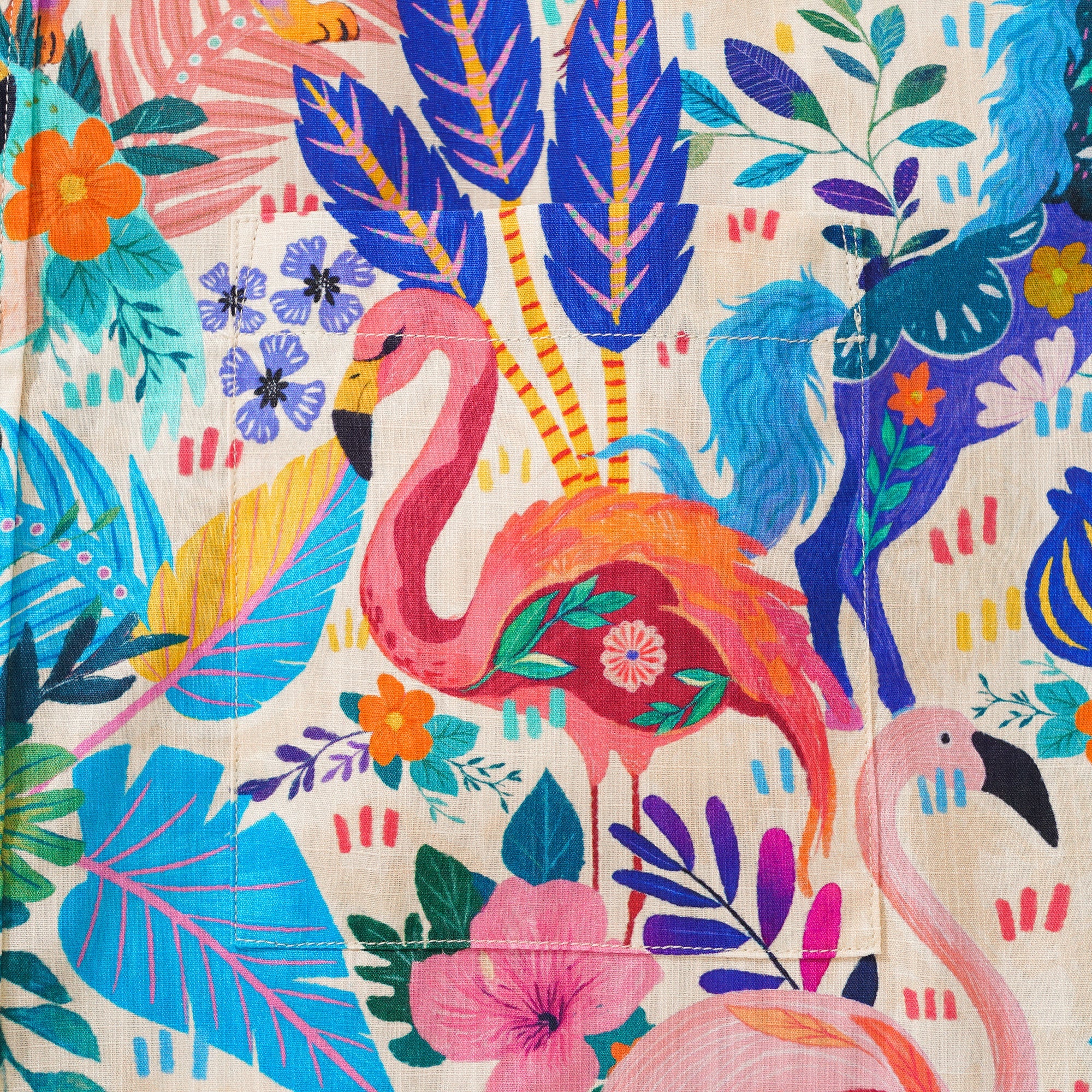 Men's Hawaiian Shirt Short Sleeve Button-down 100% Cotton Aloha Jungle Whimsy