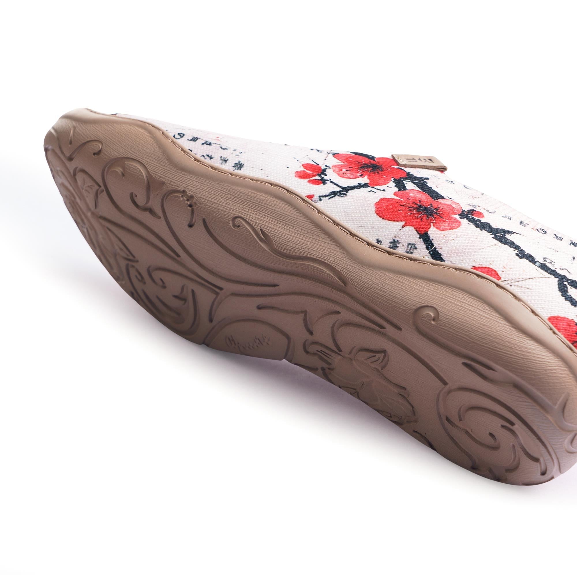 Yiume Women's Art Slip-On Shoes Comfortable Breathable Knit Casual Poetic Plum Blossom Footwear Stylish