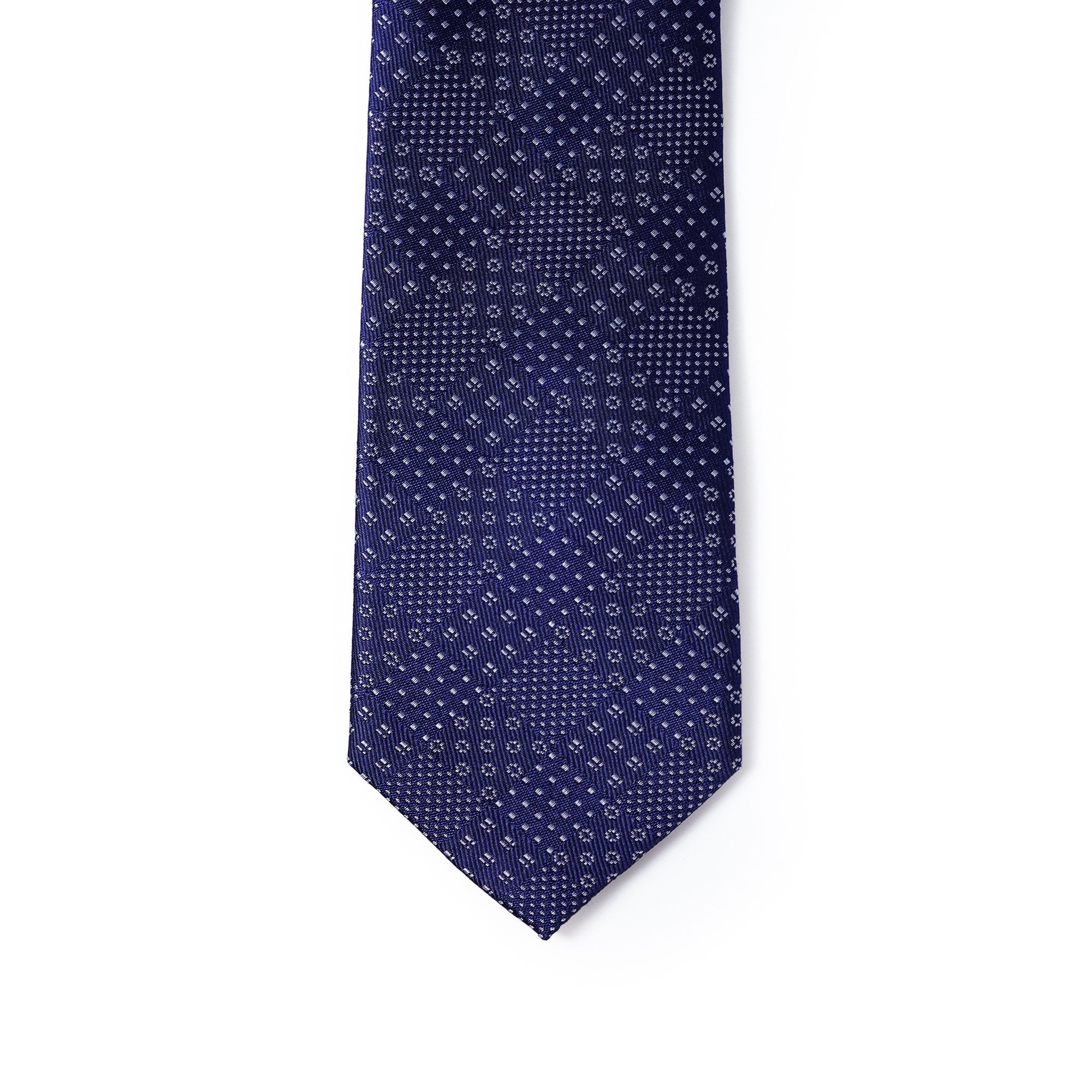 100% Mulberry Silk Geometric Plaid Printed Tie