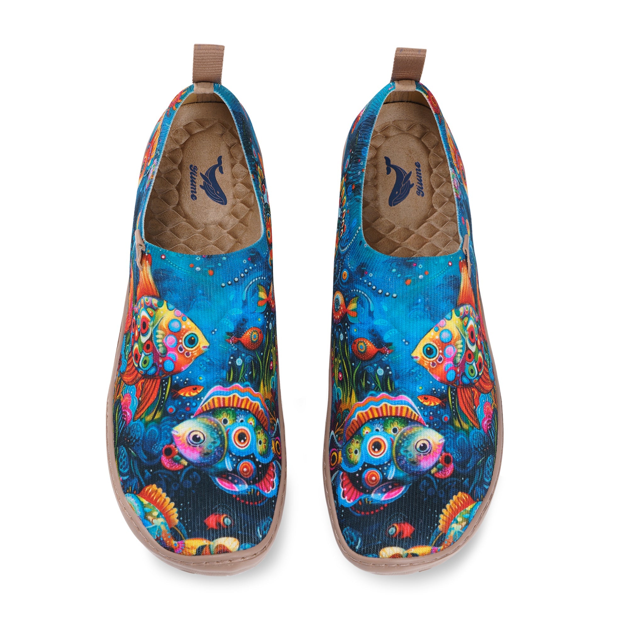 Women's foldable Loafers Underwater World Sneaker Painted Canvas Slip-On