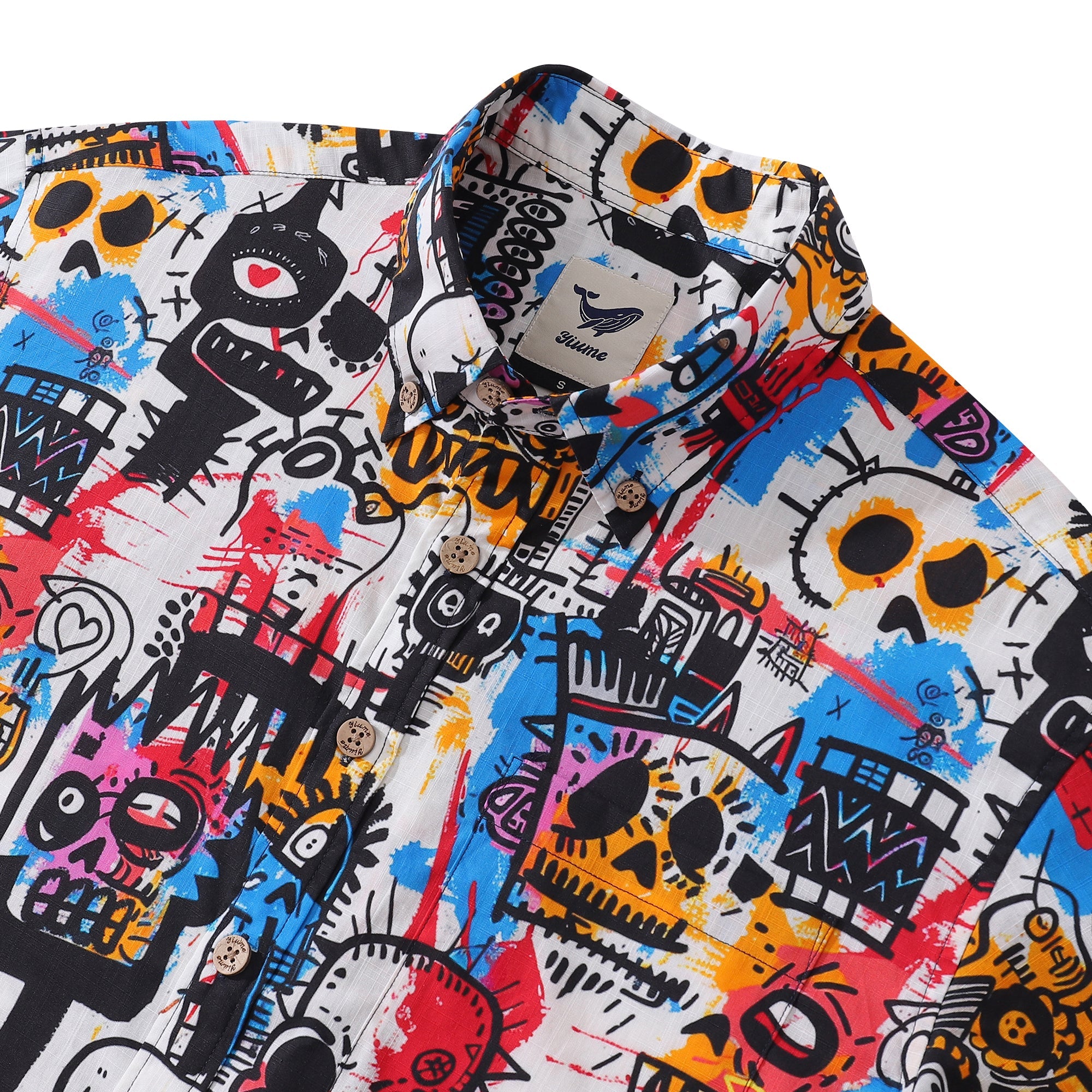 Hawaiian Shirt For Men Hawaiian Halloween Doodles Button-down Shirt Short Sleeve 100% Cotton Shirt