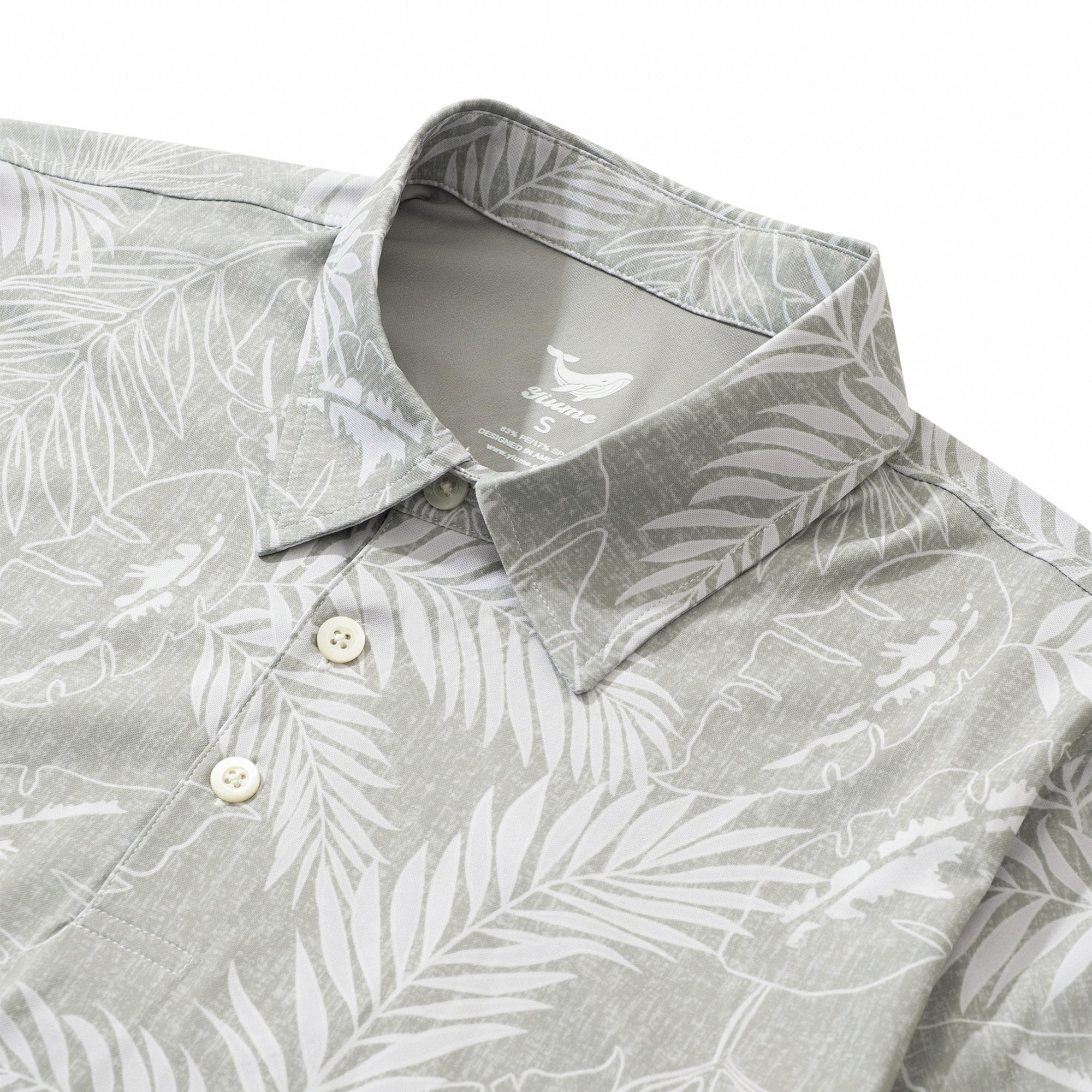 Men's Hawaiian Polo Shirt Short Sleeve 83% Recycled polyester 17% Spandex Yellow Aloha Aloha Escape