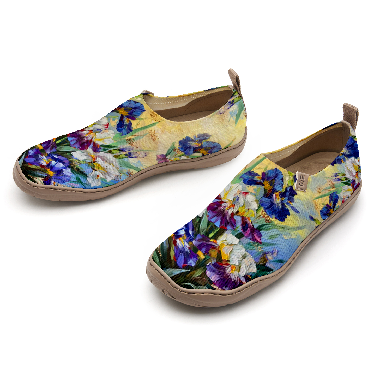 Yiume Women's Art Slip-On Shoes Comfortable Breathable Knit Casual Footwear,Iris Oil Painting Purple