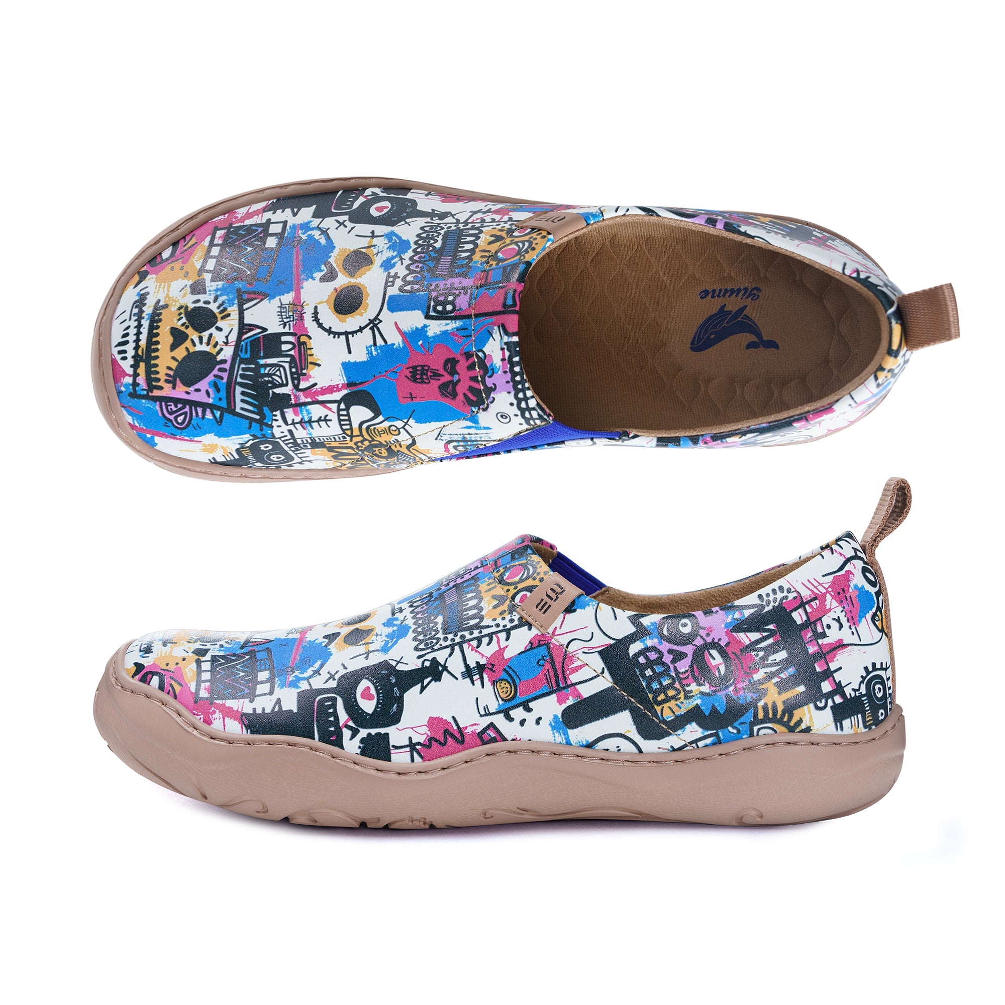 Women's foldable Loafers Halloween Doodles Sneaker Painted Canvas Slip-On