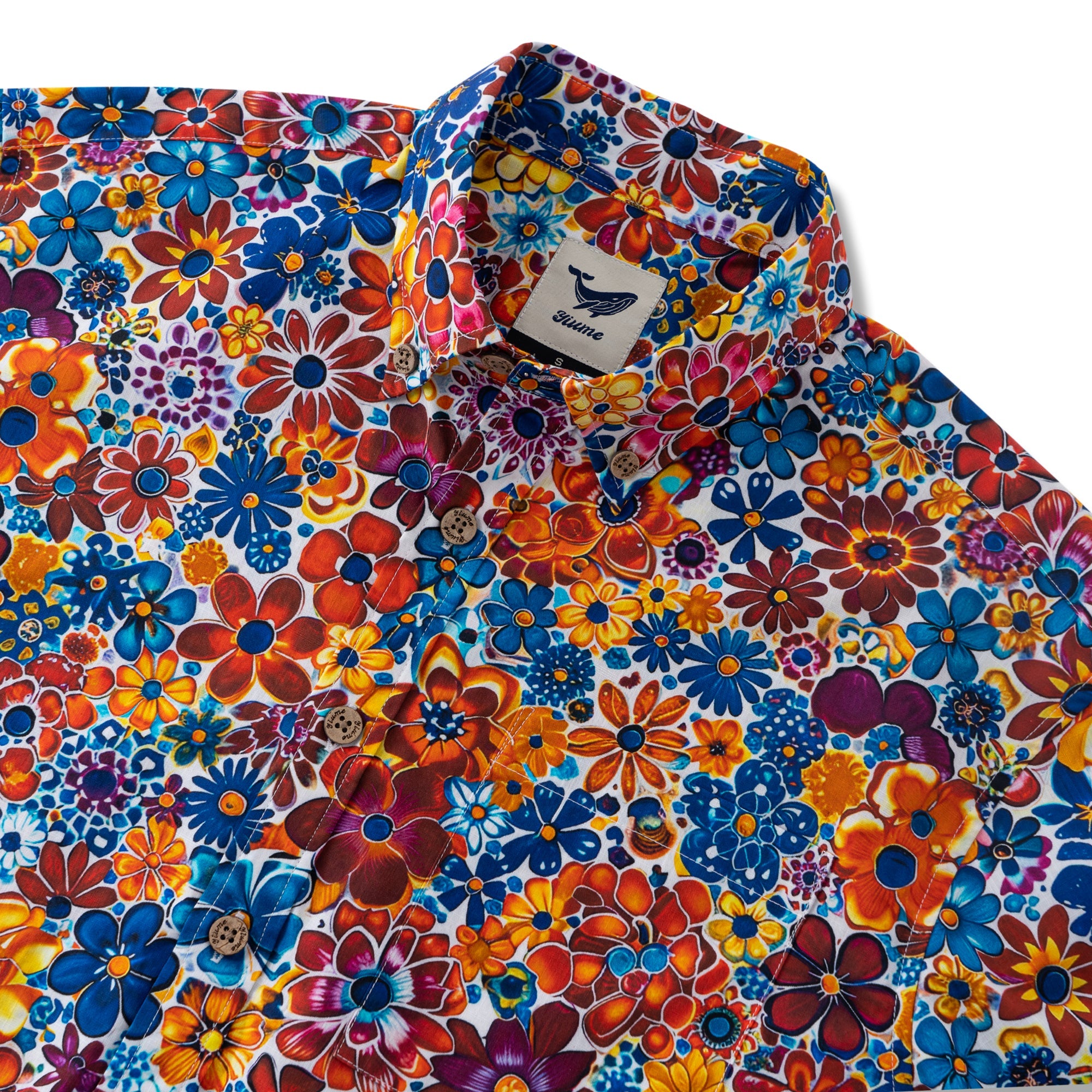 Hawaiian Shirt For Men Colorful Flower Button-down Shirt Short Sleeve 100% Cotton Aloha Shirt