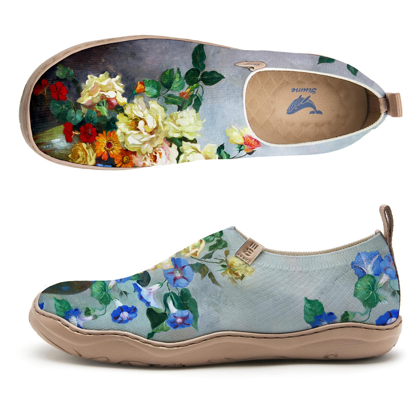 Yiume Women's Art Slip-On Shoes Comfortable Breathable Knit Casual Footwear,Vintage bouquet