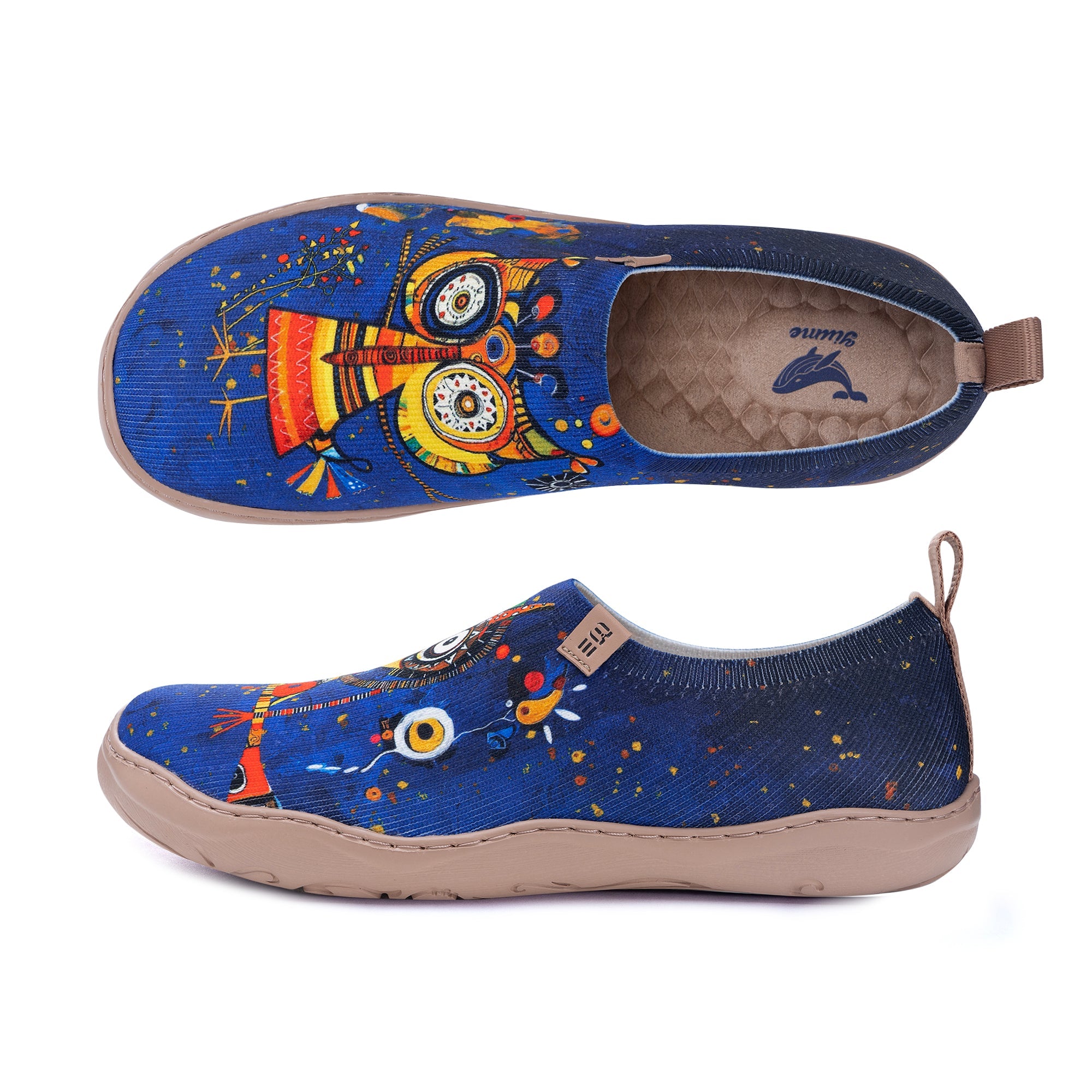 Women's foldable Loafers Funny Owl Sneaker Painted Canvas Slip-On