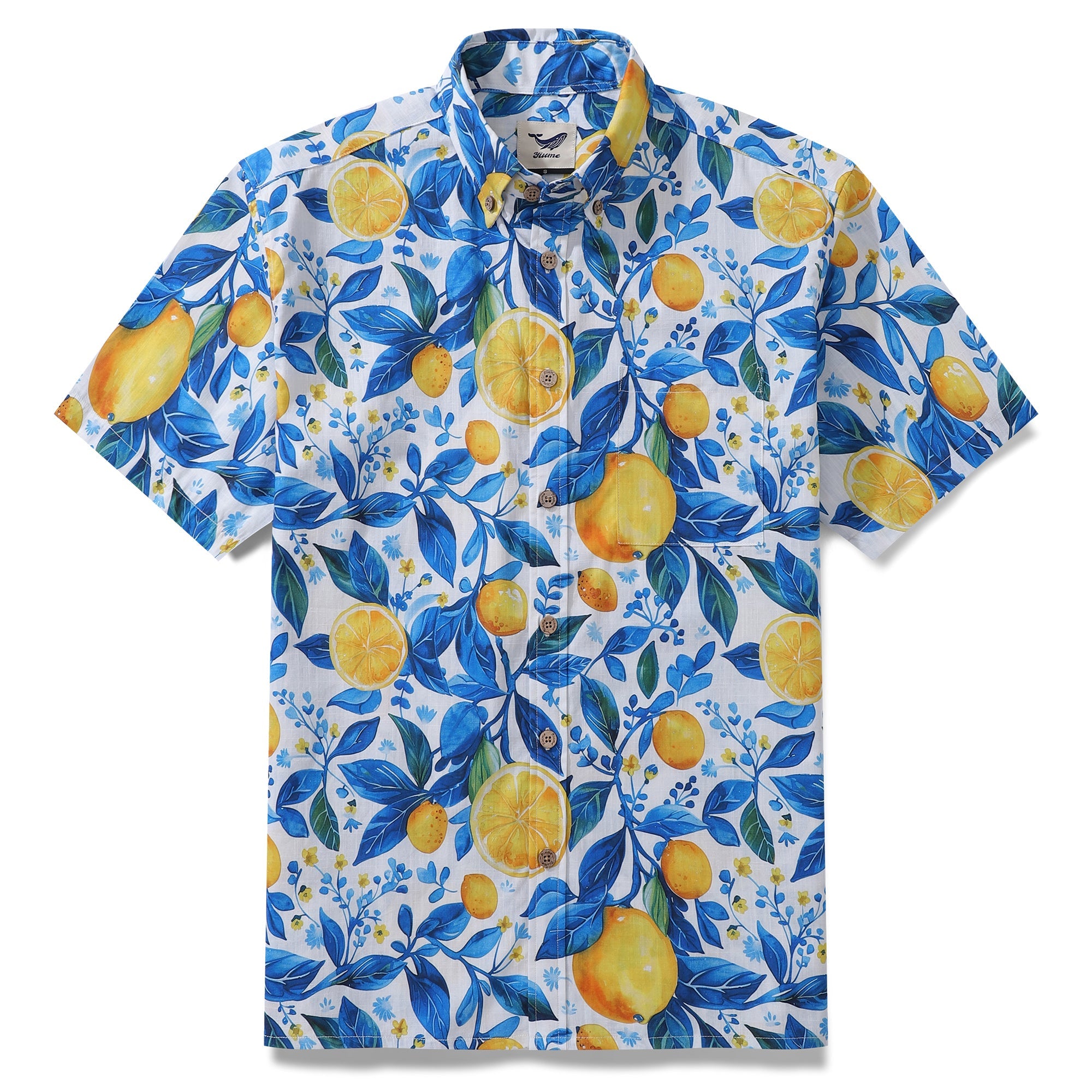 Hawaiian Shirt For Men Summer Lemonade Button-down Shirt Short Sleeve 100% Cotton Shirt