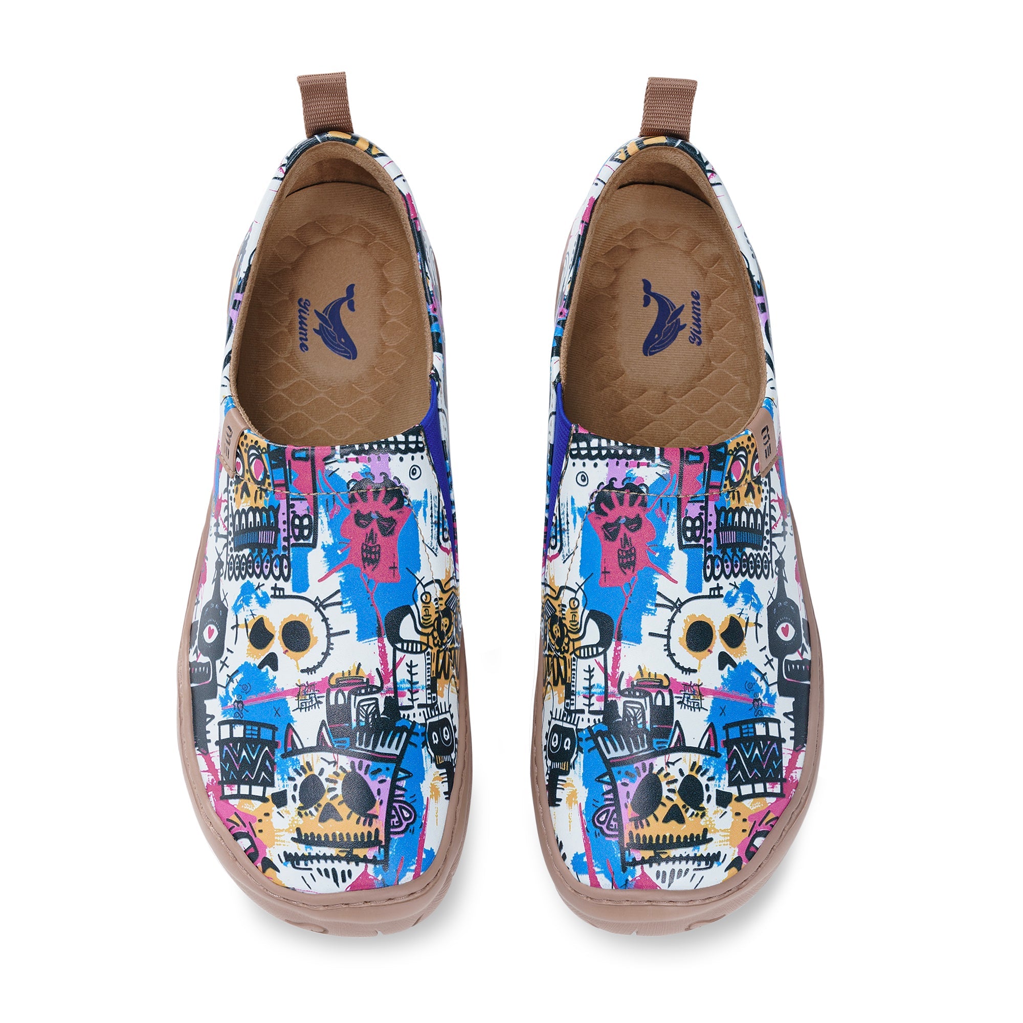 Women's foldable Loafers Halloween Doodles Sneaker Painted Canvas Slip-On