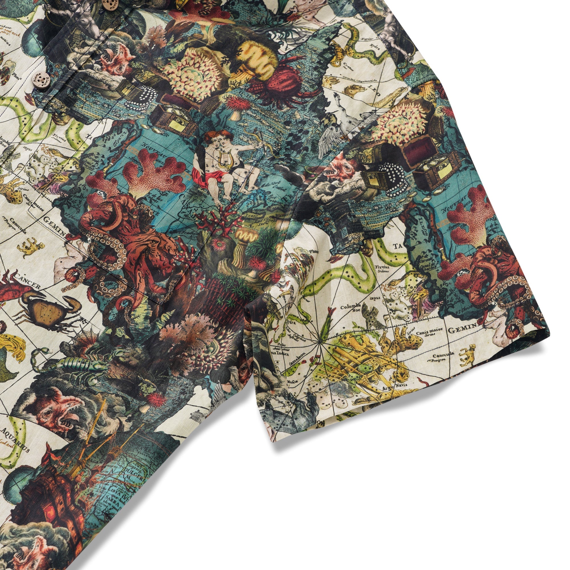 Men's Hawaiian Shirt Short Sleeve Button-down 100% Cotton White Aloha Island Constellations