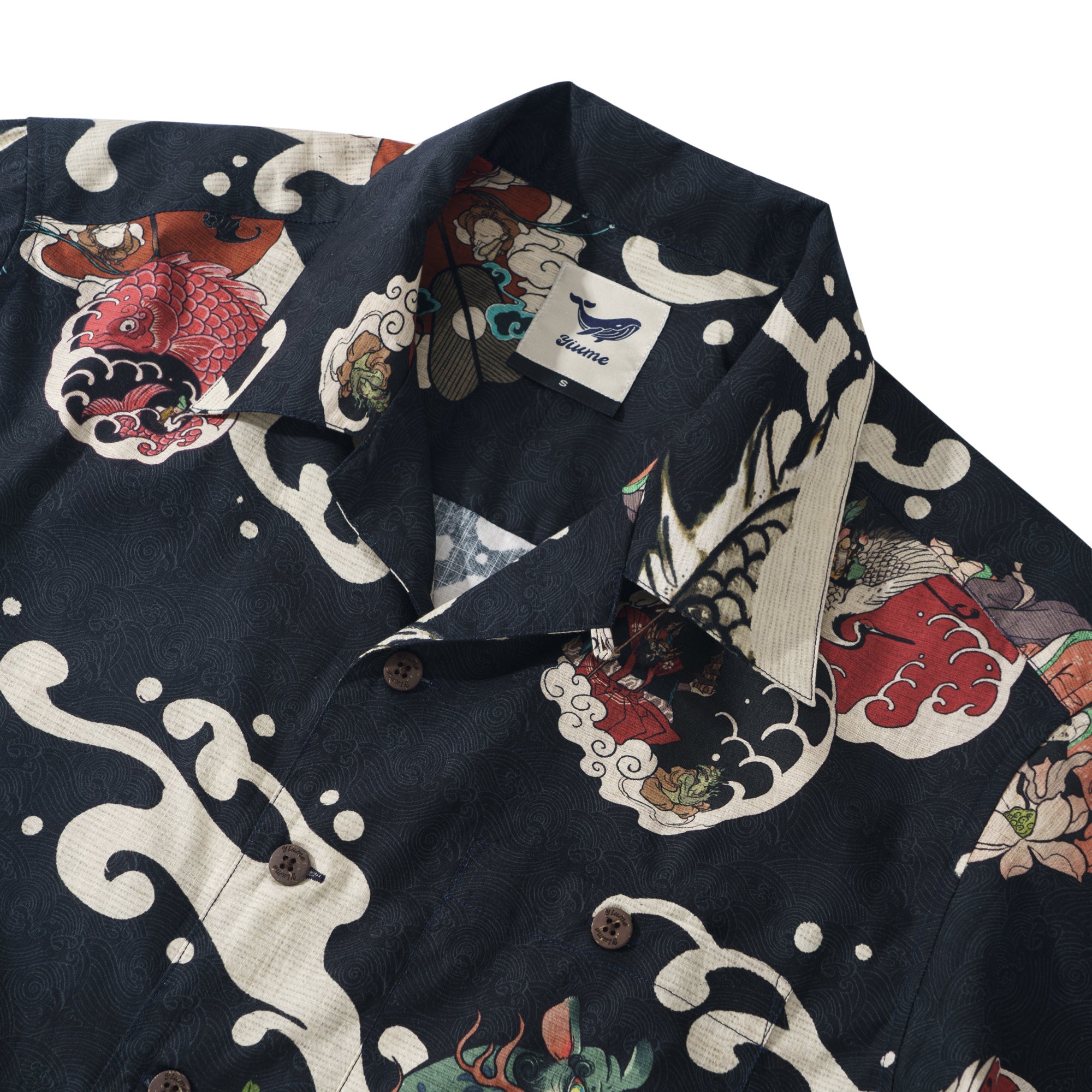 Seven Fortunes Charm Collection 100% Cotton Men's Aloha Hawaiian Short Sleeve Camp Collar Shirt