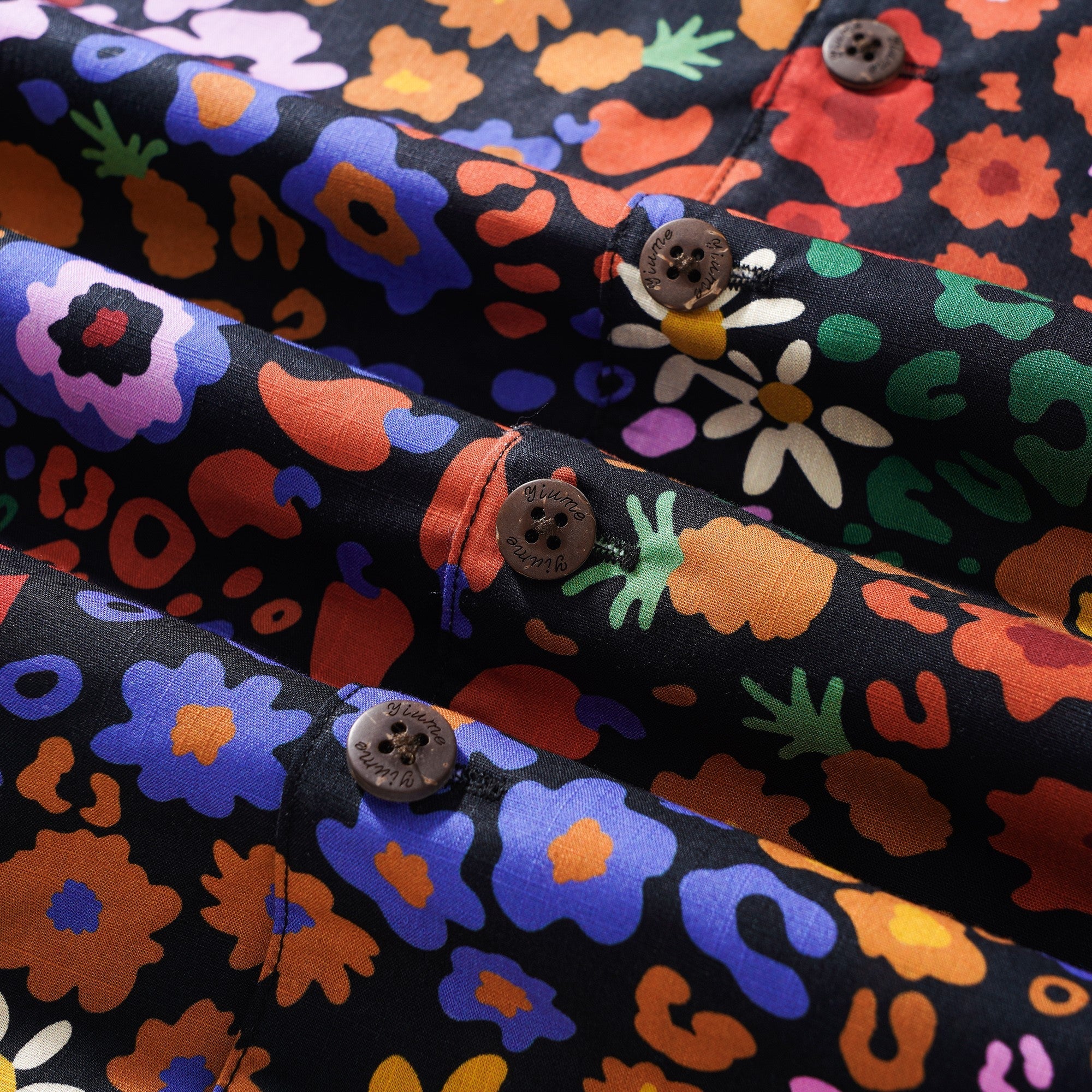 Men's Hawaiian Shirt Short Sleeve Camp Collar 100% Cotton Black Aloha Midnight Blossoms Leopard Print