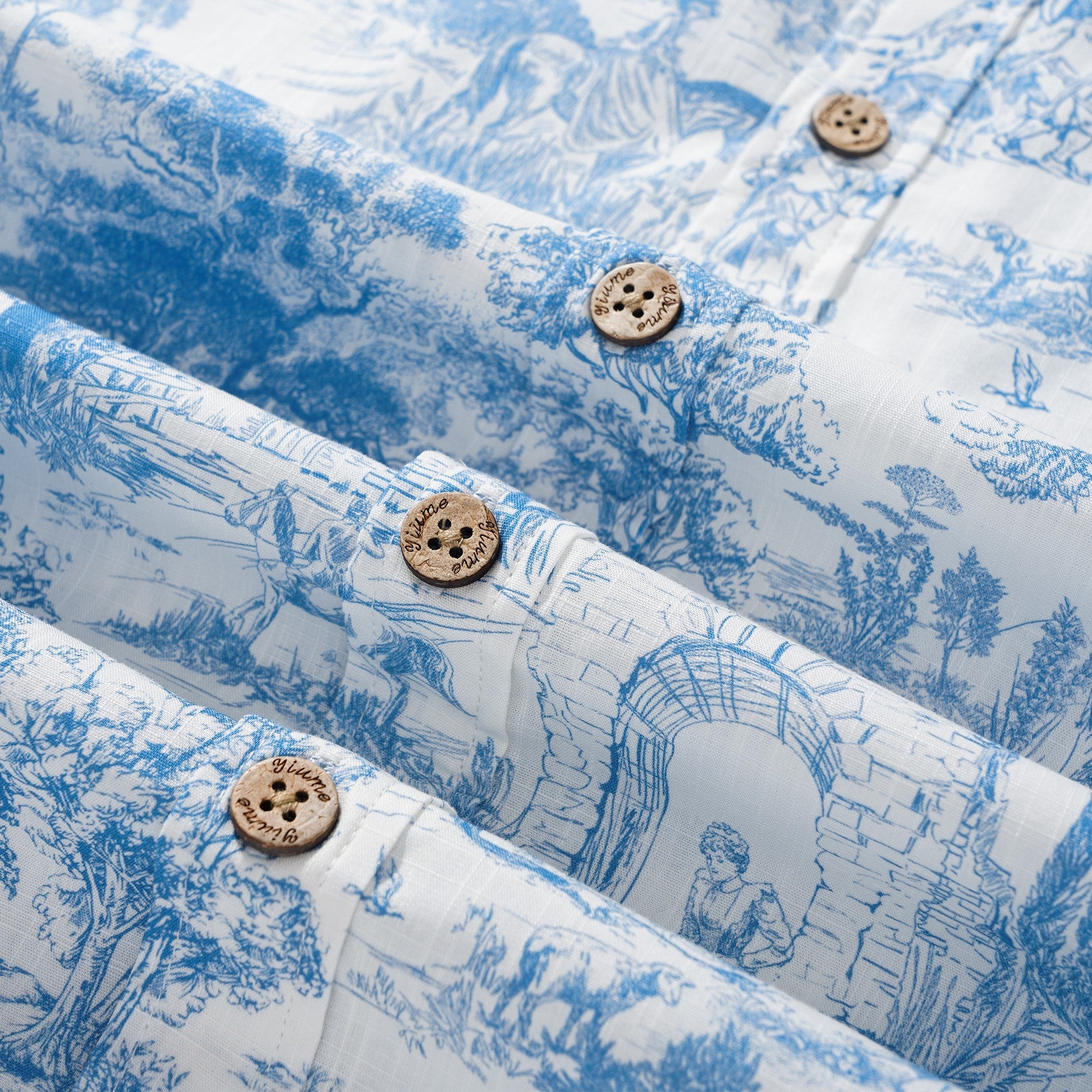 Men's Hawaiian Shirt Short Sleeve Button-down 100% Cotton Blue Aloha Dreamy Wedding