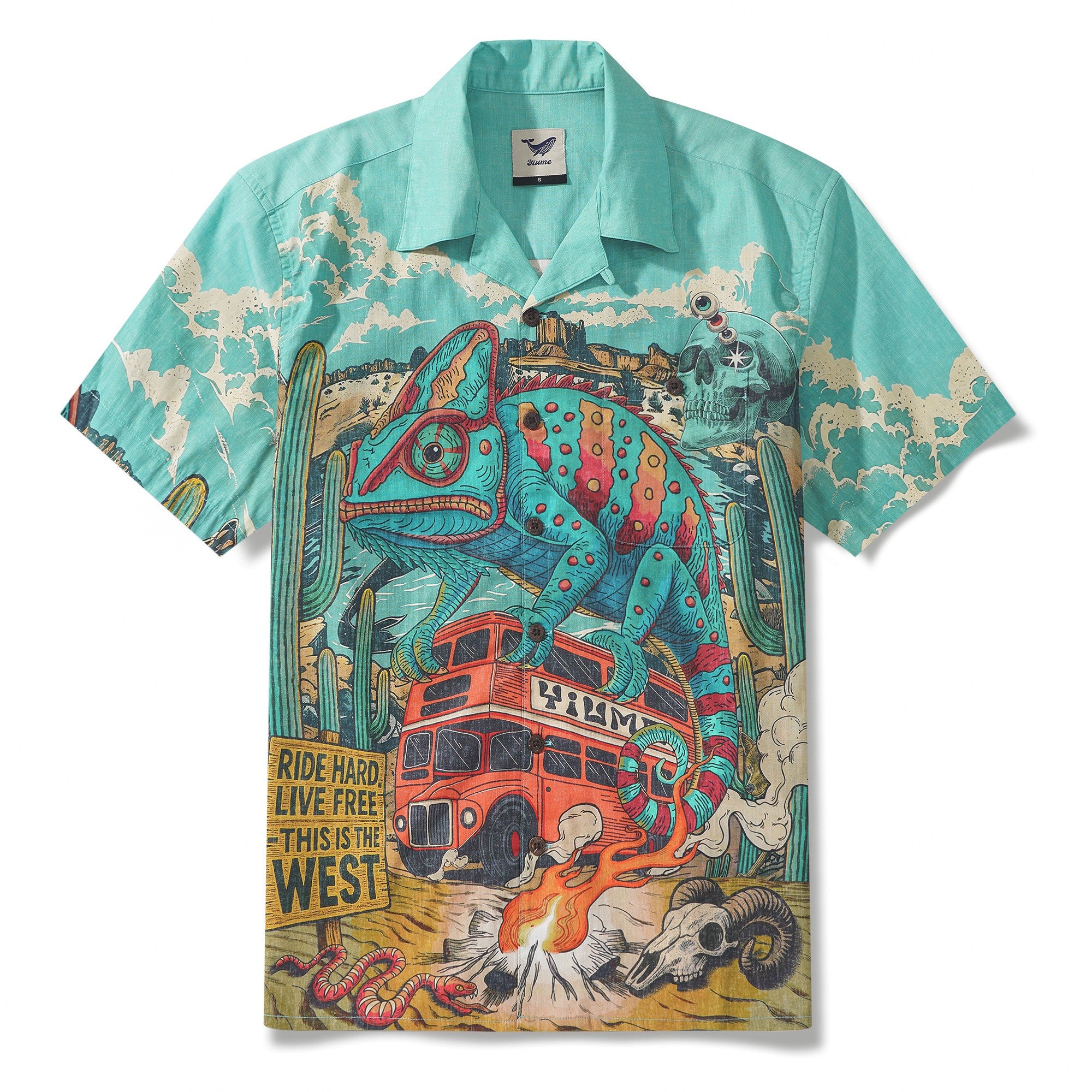 Men's Hawaiian Shirt Short Sleeve Camp Collar 100% Cotton Beige Aloha Desert Expedition