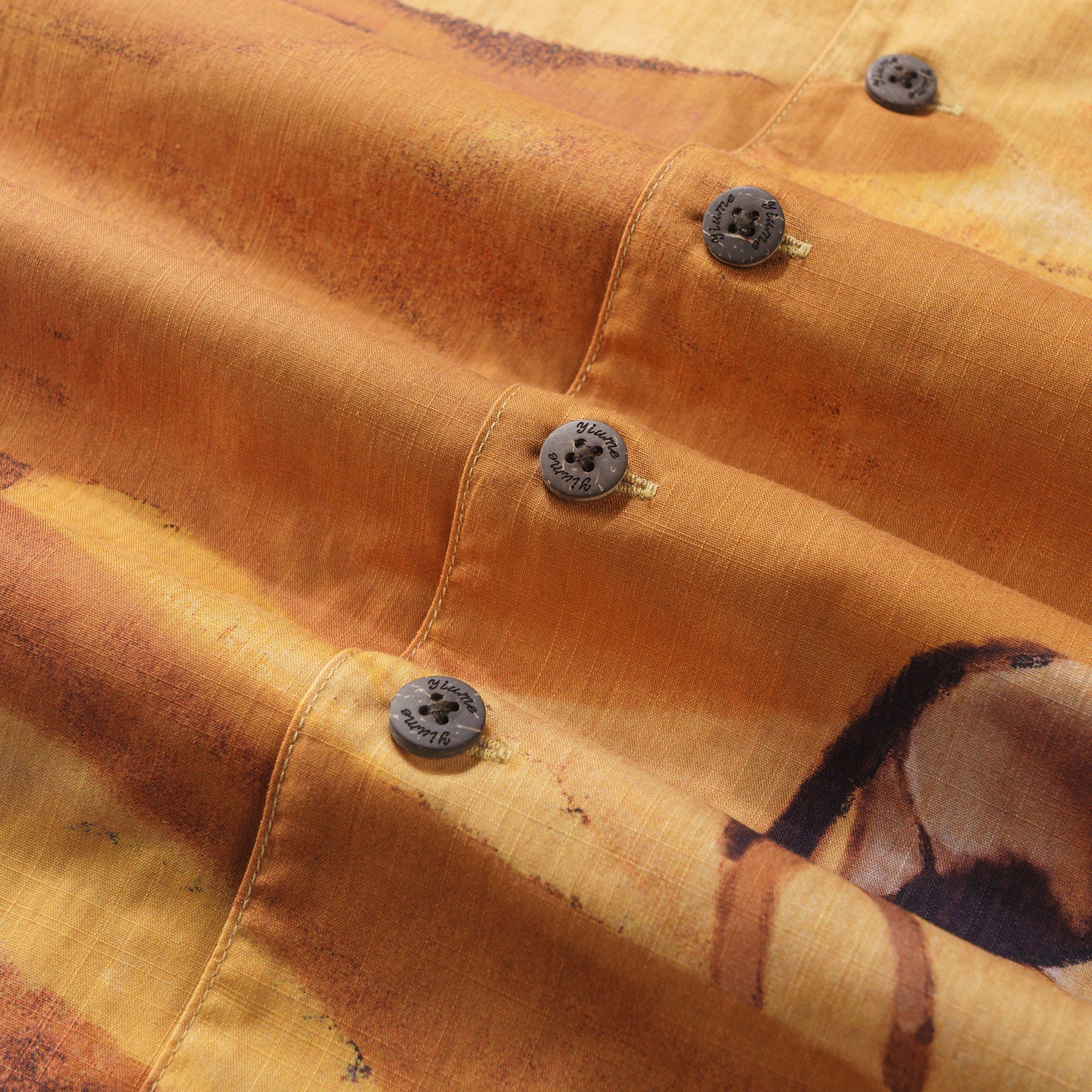 Men's Hawaiian Shirt Short Sleeve Camp Collar 100% Cotton Yellow Aloha Heat Waves By Andrea Leonelli
