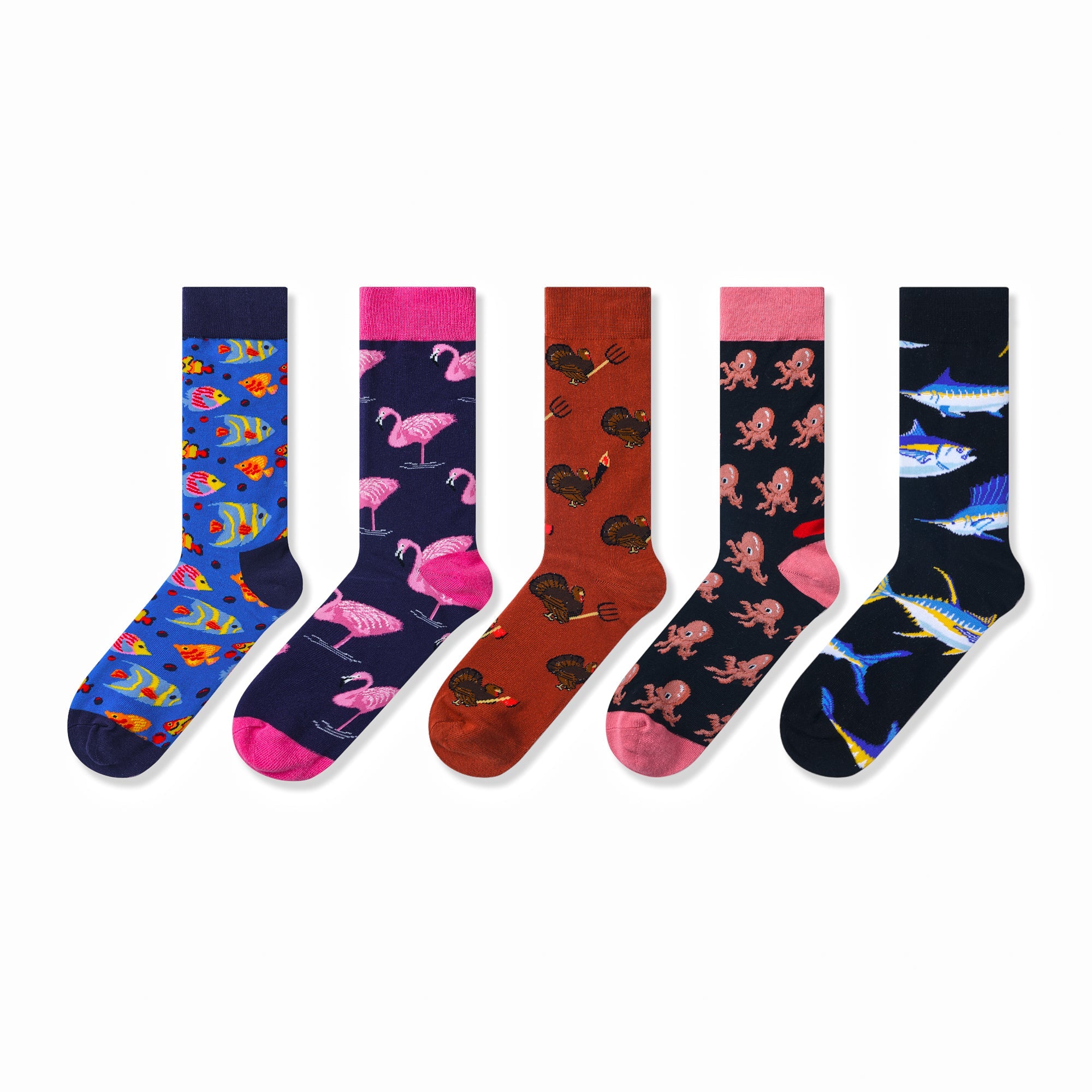 Pink Octopus Print Men Socks