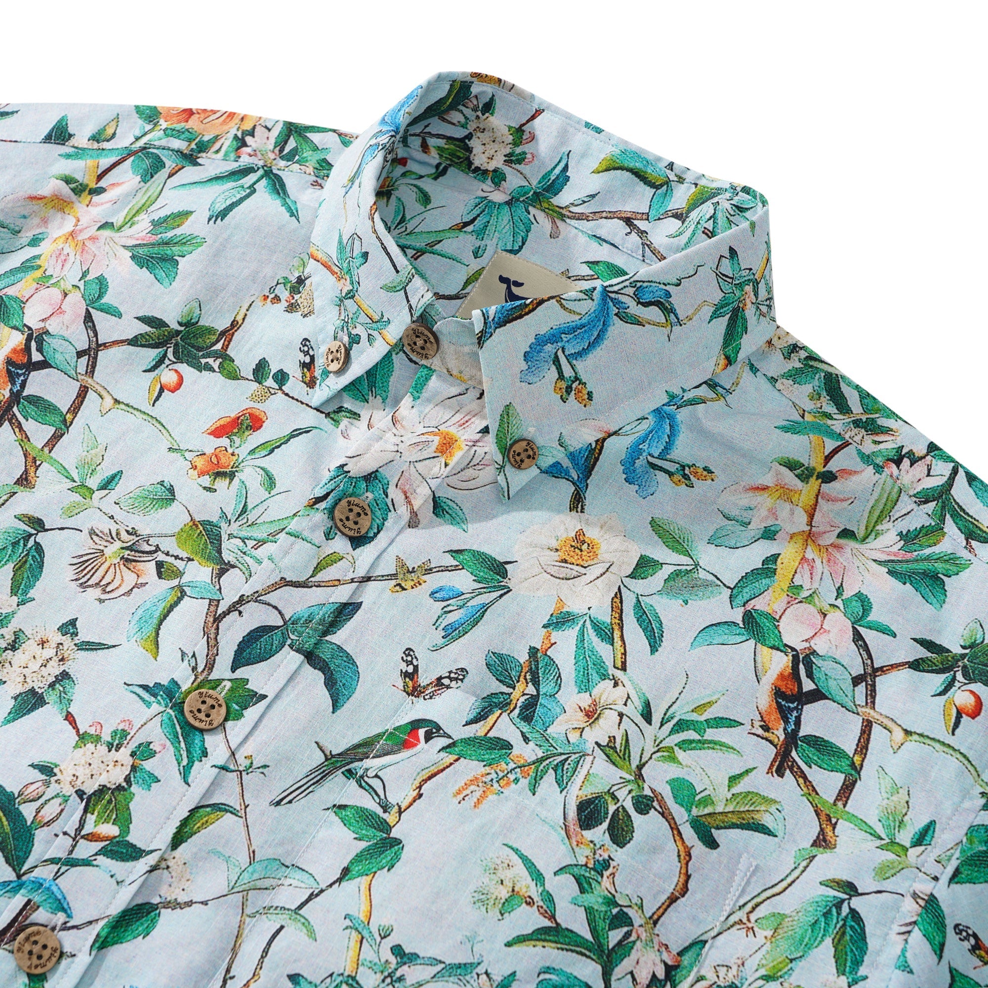 Men's Hawaiian Shirt Short Sleeve Button-down 100% Cotton Green Aloha Hawaiian Nature's Whisper