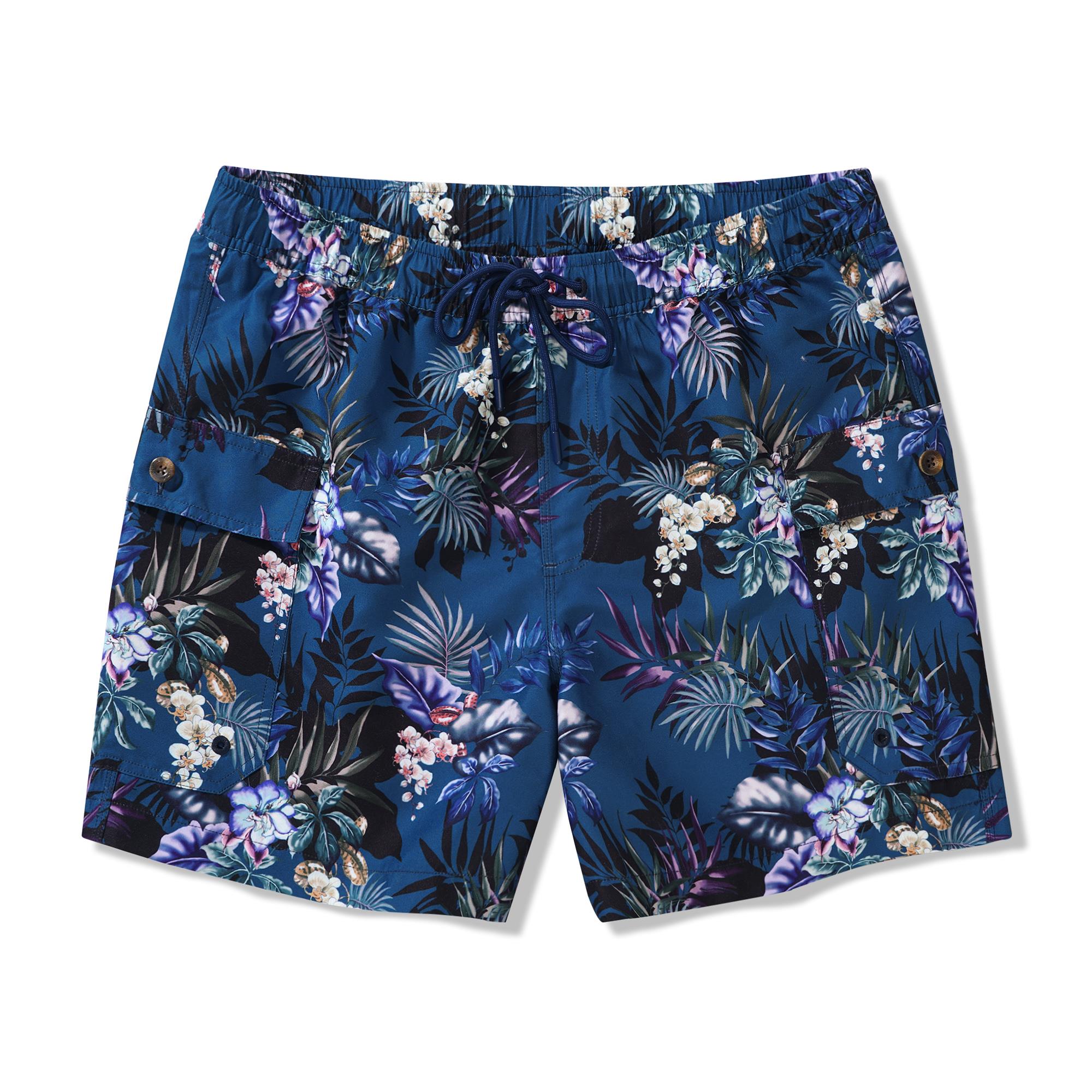 6-Inch Shorts For Men 100% Polyester Aloha Premium Hawaiian-inspired Casual Printed Shorts Swim Trunks