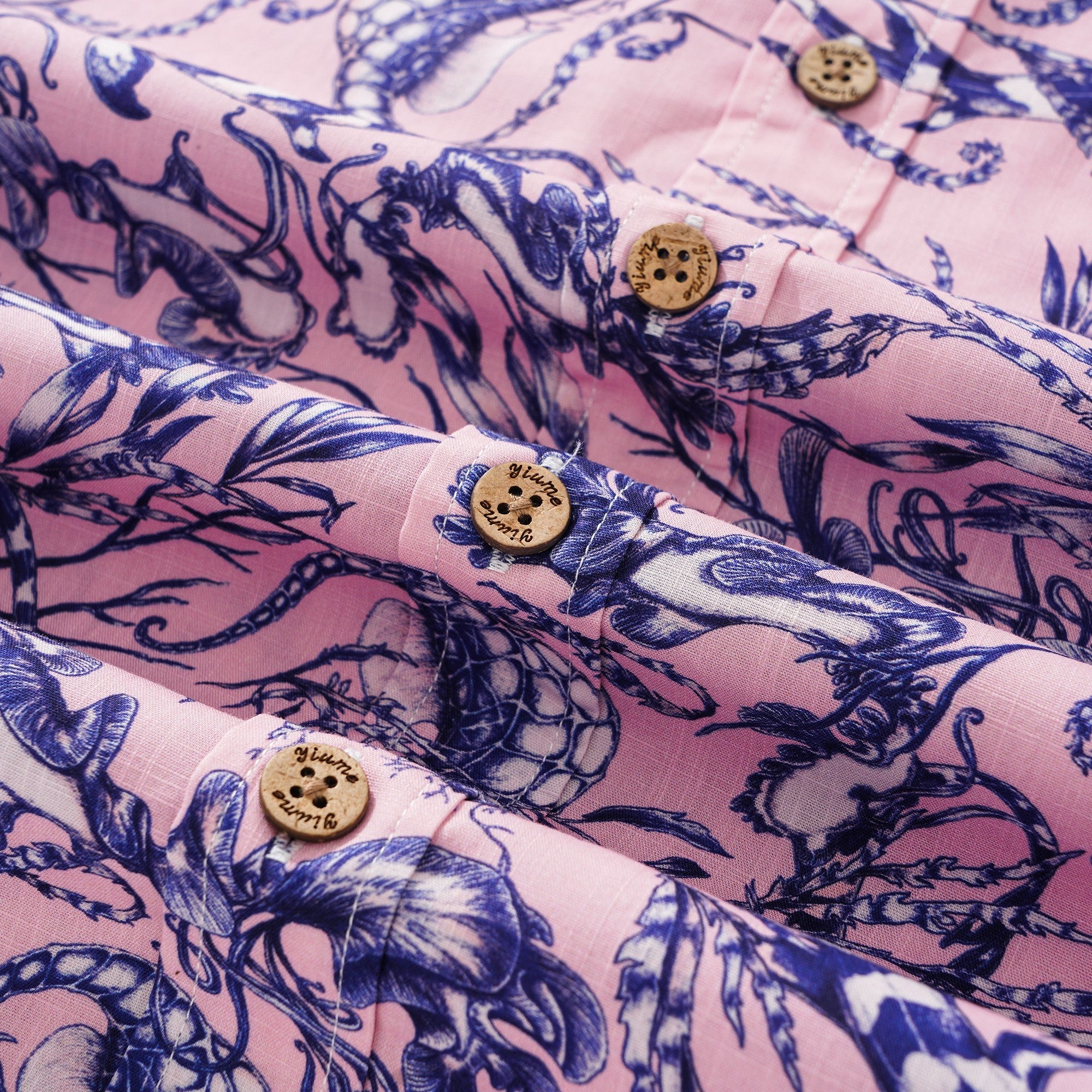 Men's Hawaiian Shirt Short Sleeve Button-down 100% Cotton Aloha Pink Oasis  By Feanne