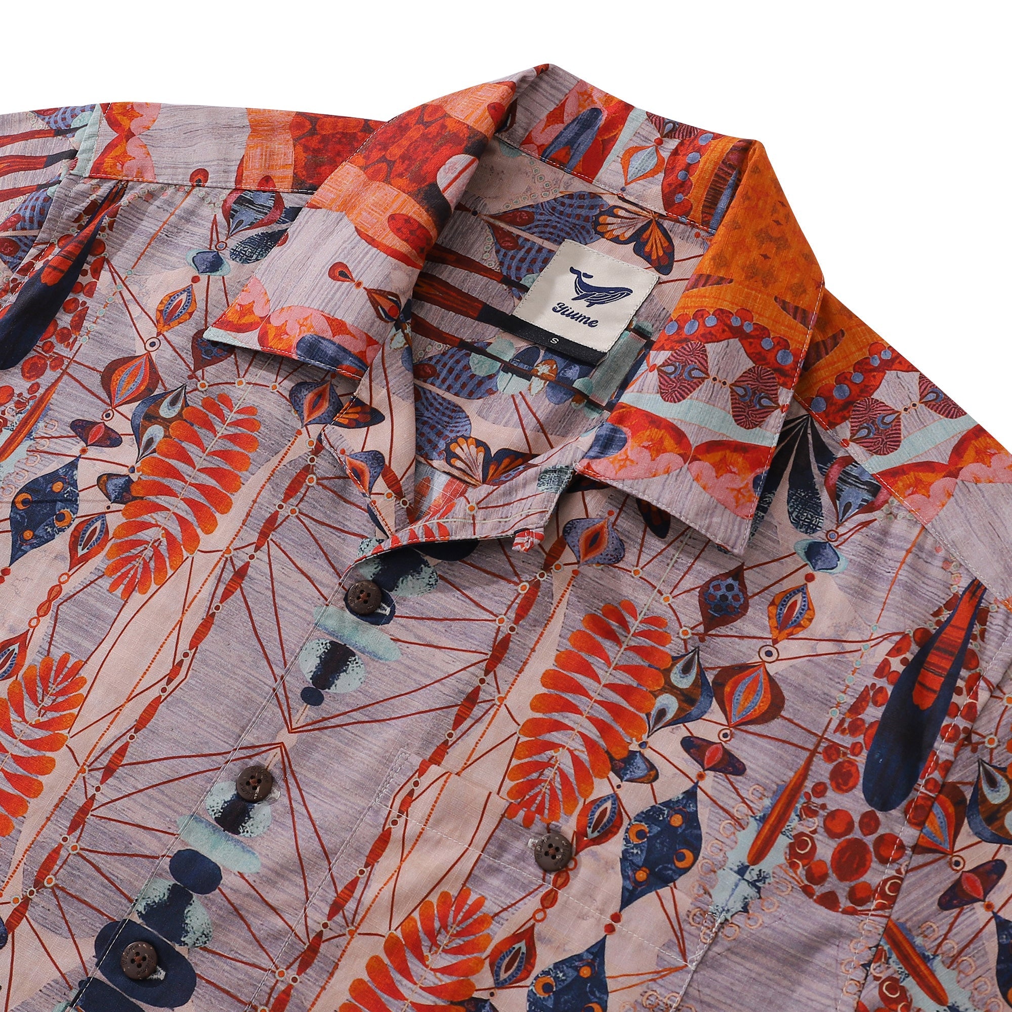 Men's Hawaiian Shirt Short Sleeve Camp Collar 100% Cotton Red Aloha Vivid Dreams