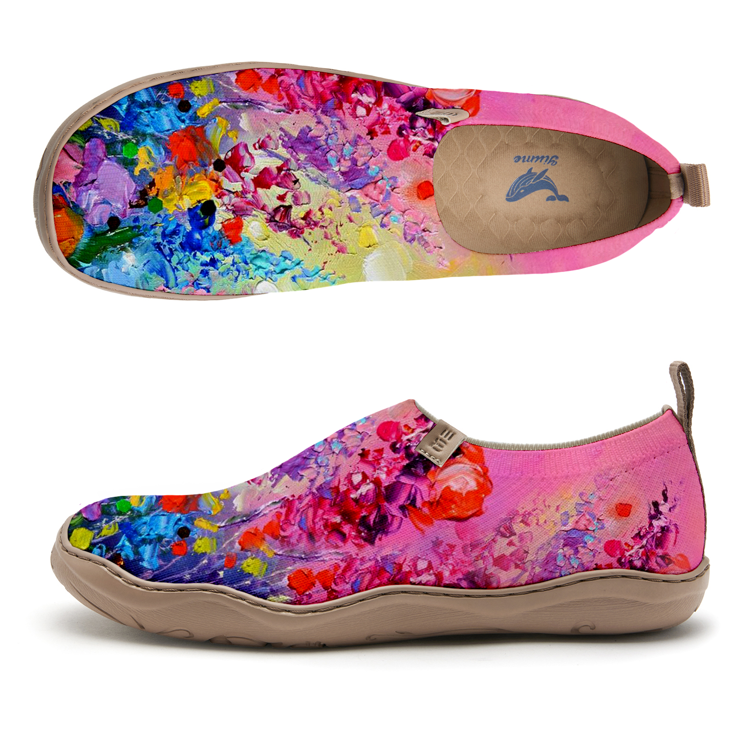 Yiume Women's Art Slip-On Shoes Comfortable Breathable Knit Casual Footwear,Pastel Petal