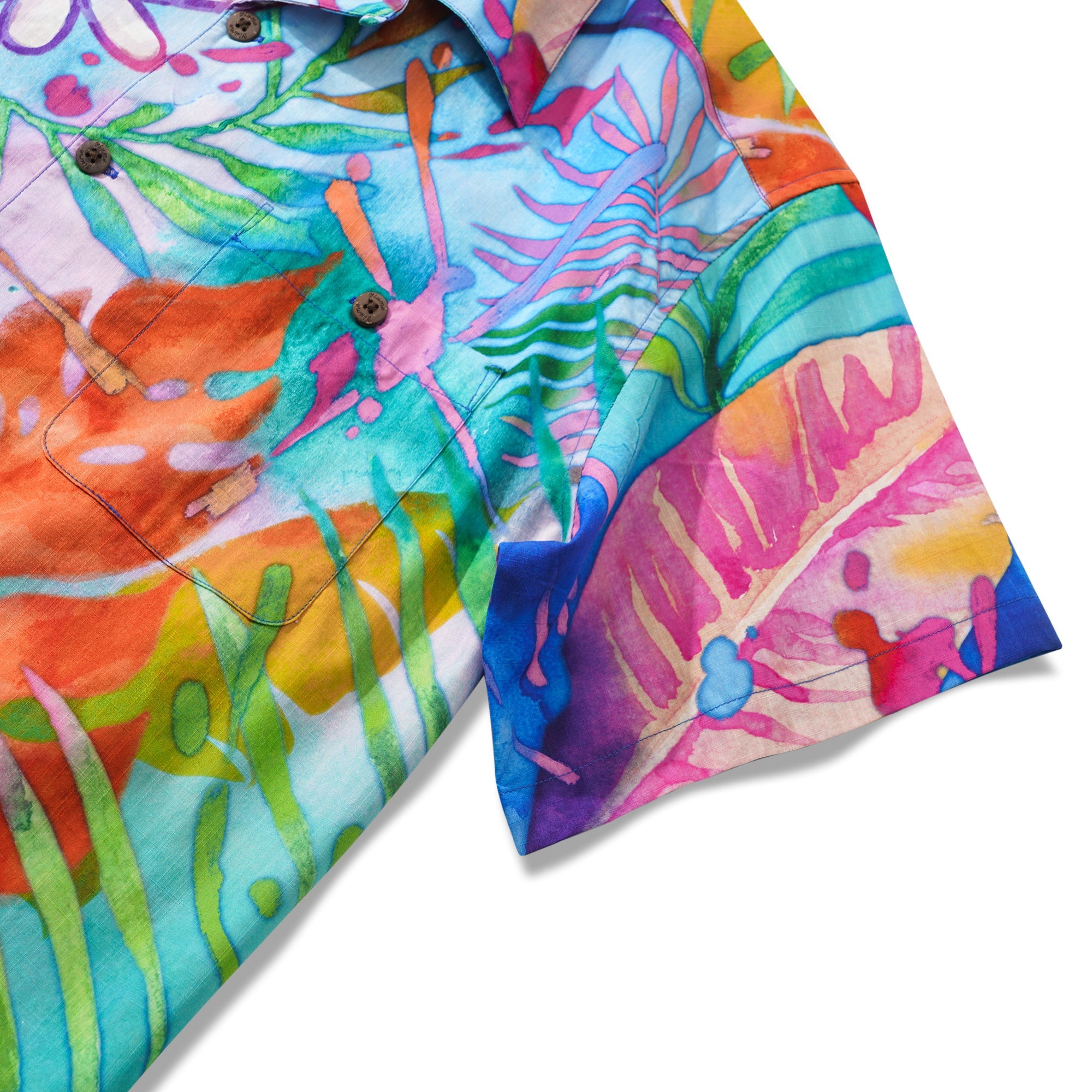 Men's Hawaiian Shirt Short Sleeve Camp Collar 100% Cotton Purple Aloha Tropical Aloha