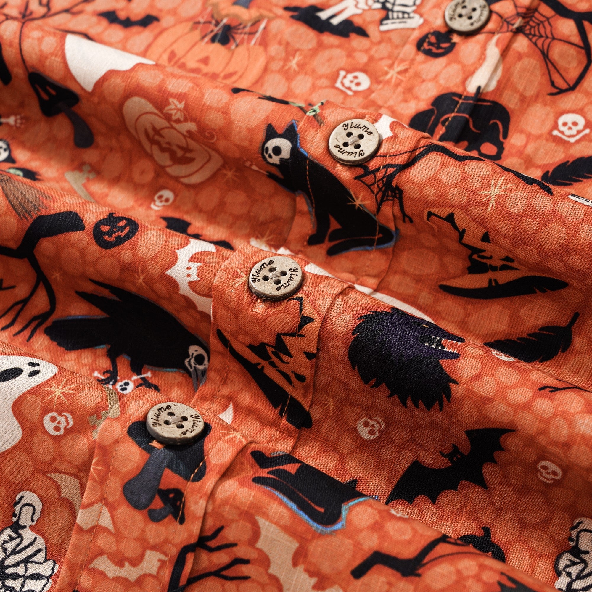 Men's Hawaiian Shirt Short Sleeve Button-down 100% Cotton Orange Aloha Witching Hour