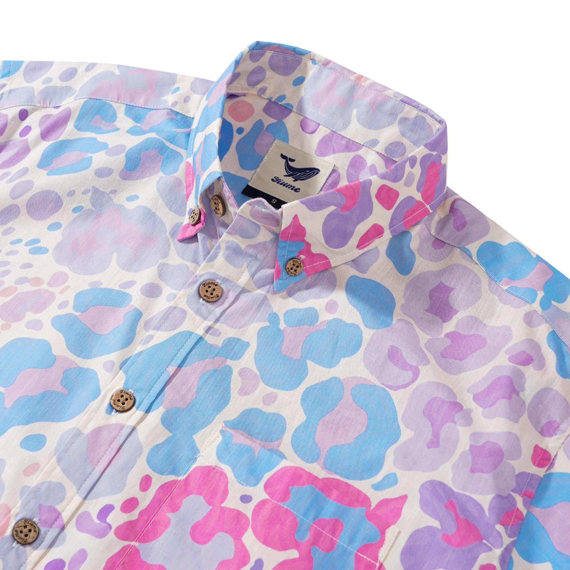 Men's Hawaiian Shirt Short Sleeve Button-down 100% Cotton Beige Aloha Tropical Leopard Fantasy Camo Print