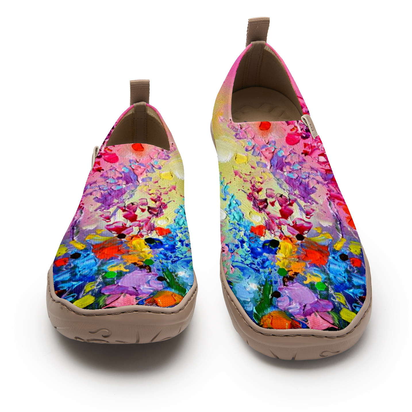 Yiume Women's Art Slip-On Shoes Comfortable Breathable Knit Casual Footwear,Pastel Petal