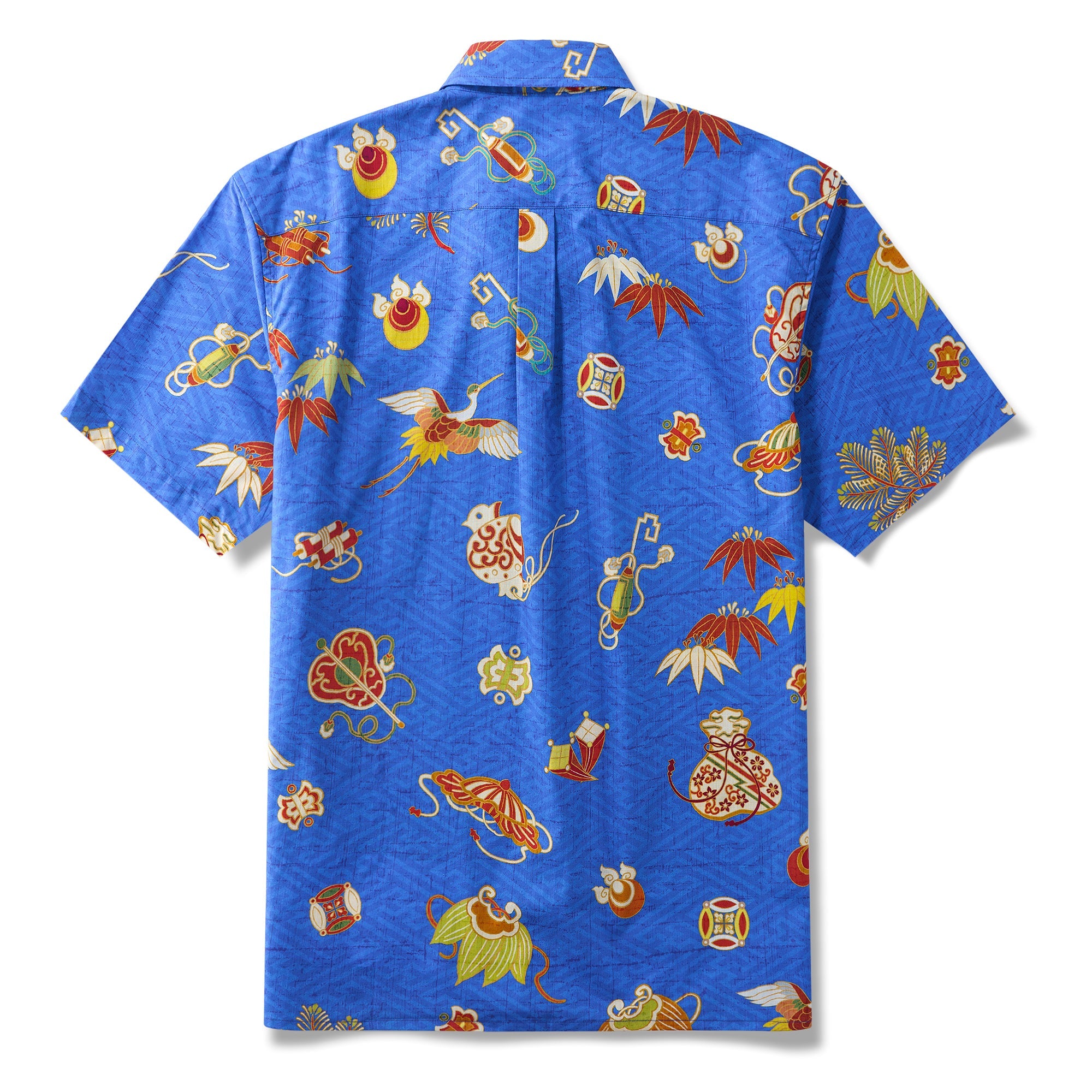 Tranquil Paradise 100% Cotton Men's Short Sleeve Button-down Shirt Aloha Hawaiian