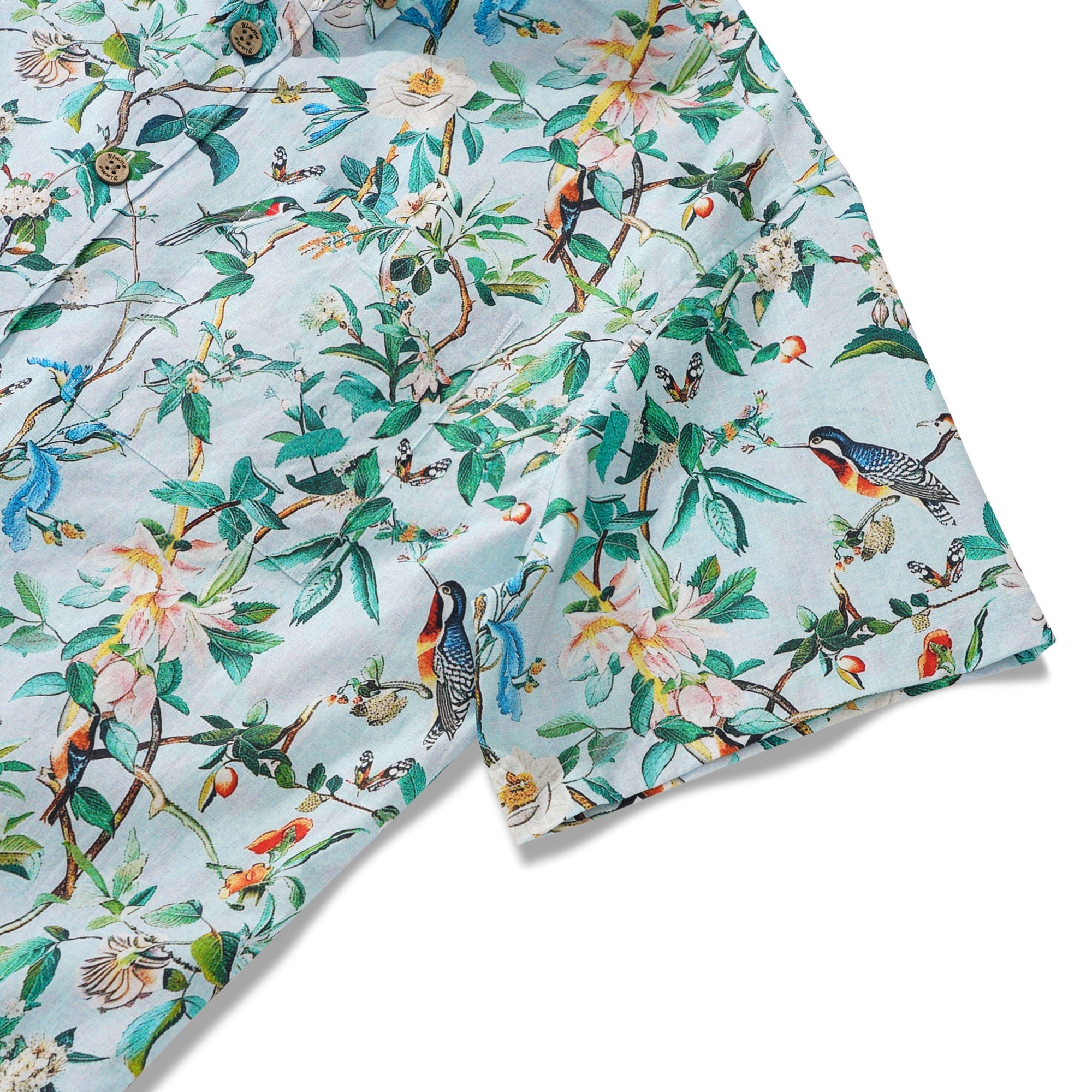 Men's Hawaiian Shirt Short Sleeve Button-down 100% Cotton Green Aloha Hawaiian Nature's Whisper