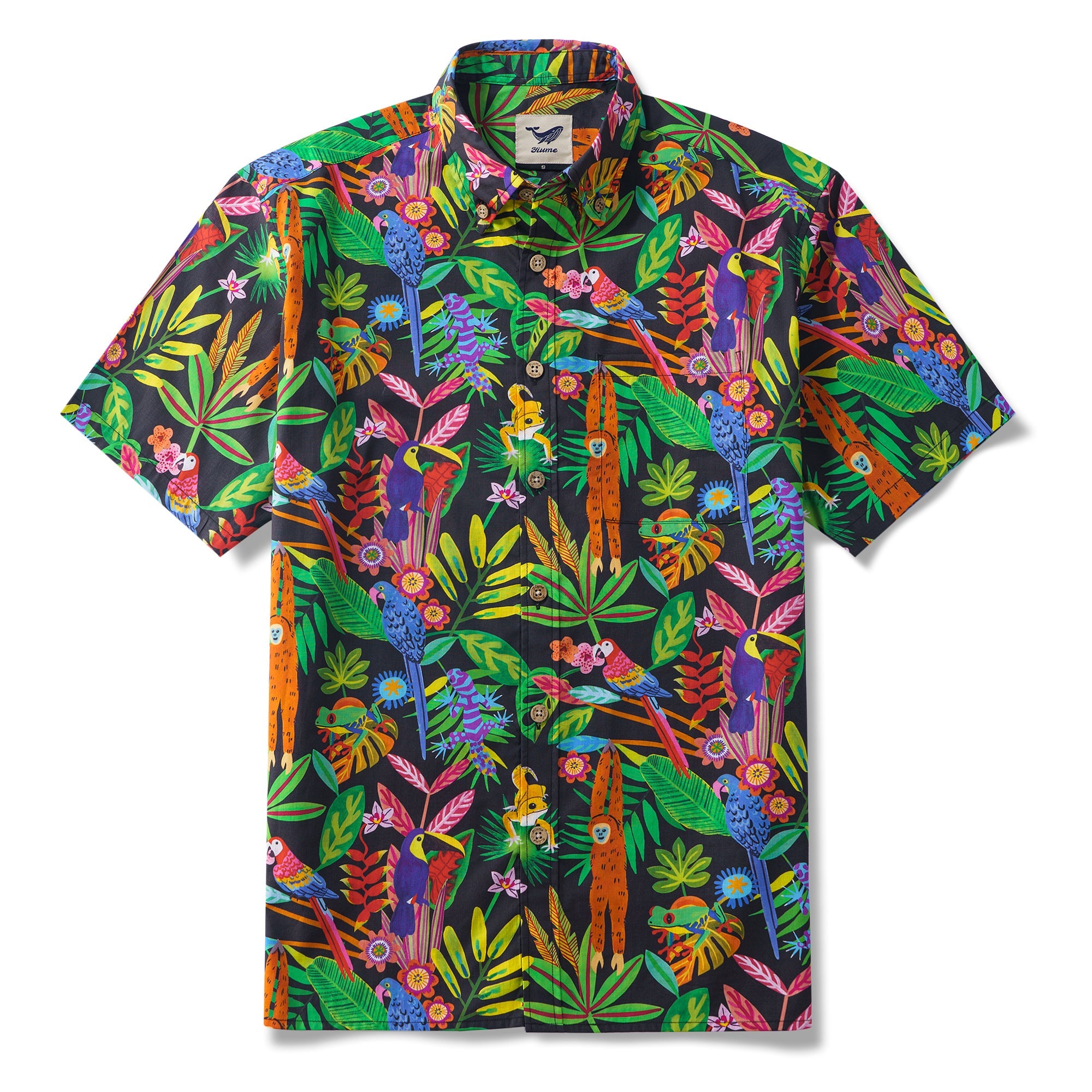 Jungle By Emma Jayne 100% Cotton Men's Short Sleeve Button-down Shirt Aloha Hawaiian