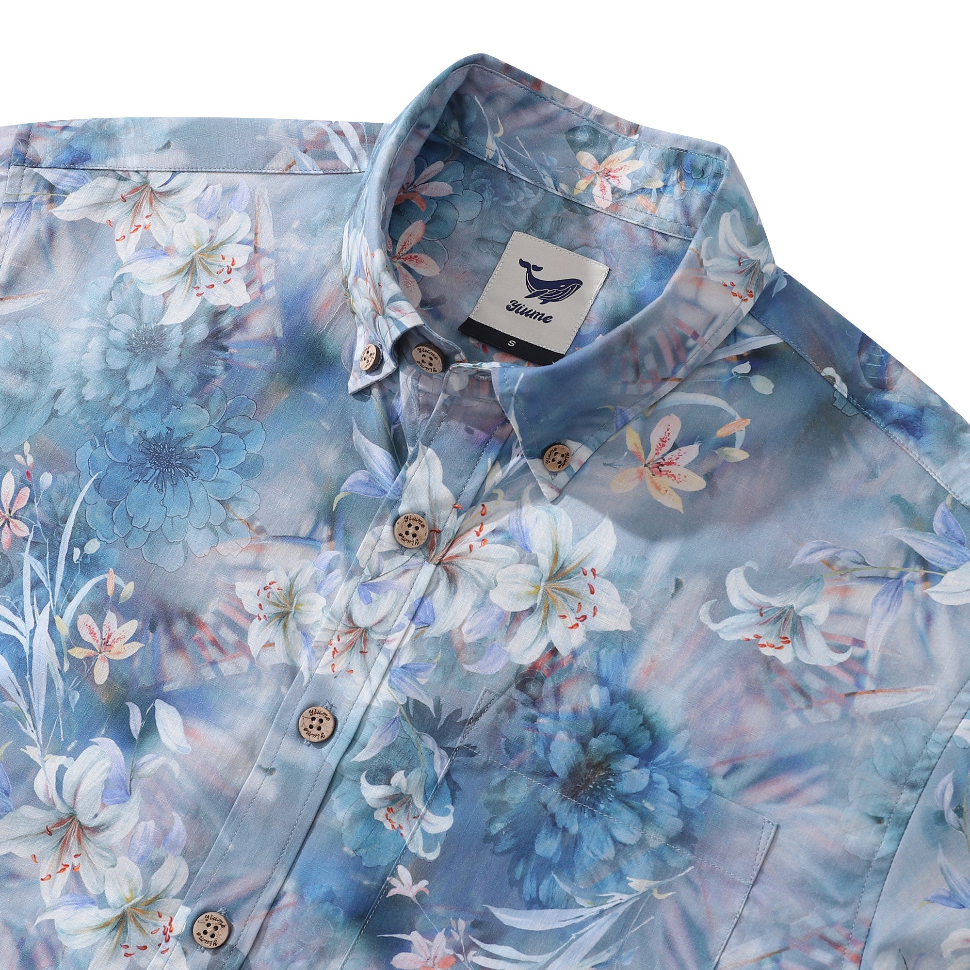 Hawaiian Shirt For Men Floral Whispers in the Mist Button-down Shirt Short Sleeve 100% Cotton Shirt