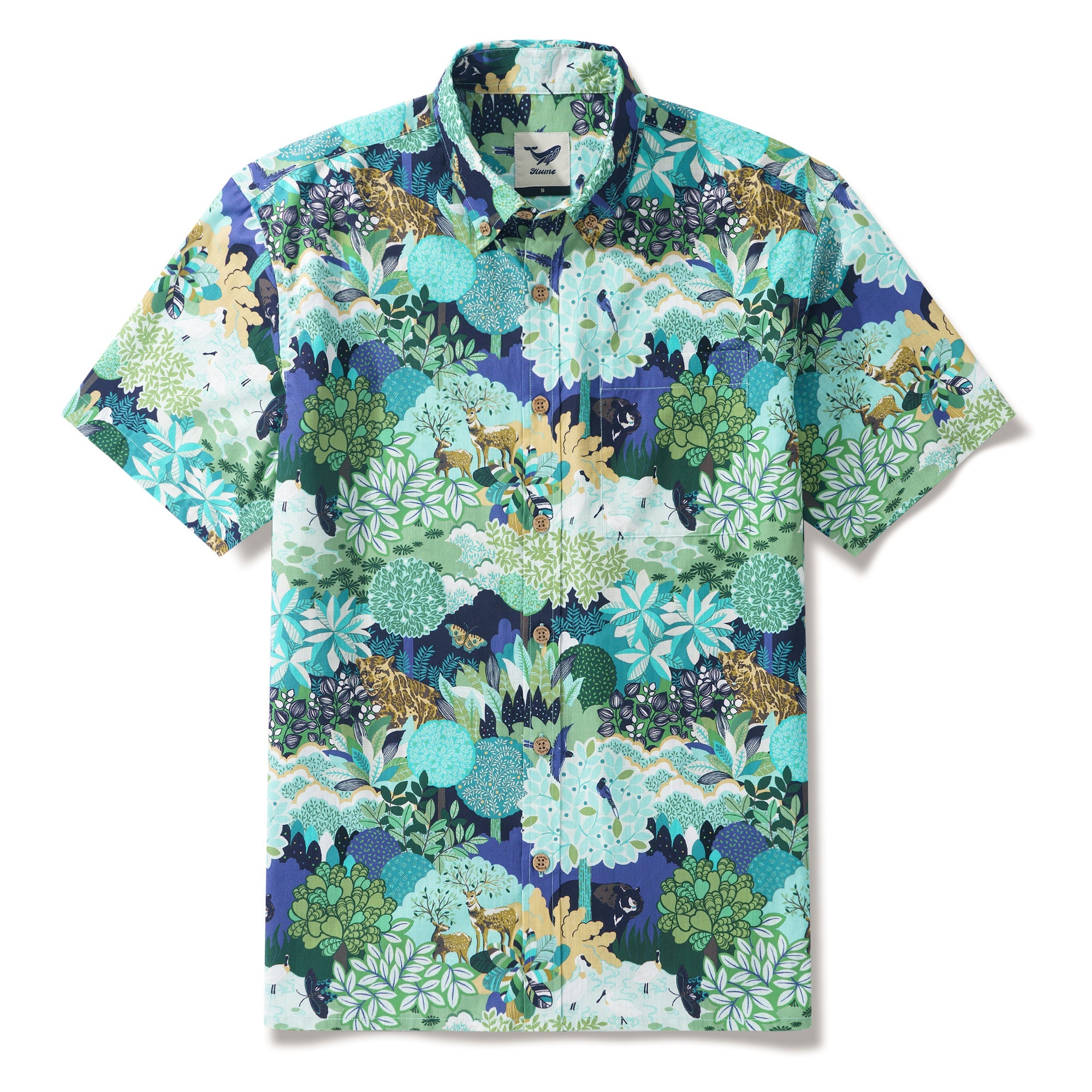 Formosan Wonderland By Chris Chun 100% Cotton Men's Aloha Hawaiian Short Sleeve Button-down Shirt