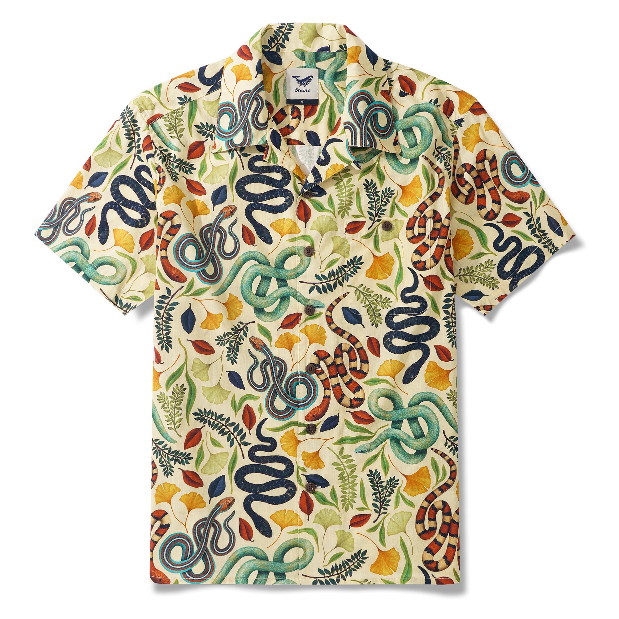 Sublime Snakes By Rosie Dore 100% Cotton Men's Short Sleeve Camp Collar Shirt Aloha Hawaiian