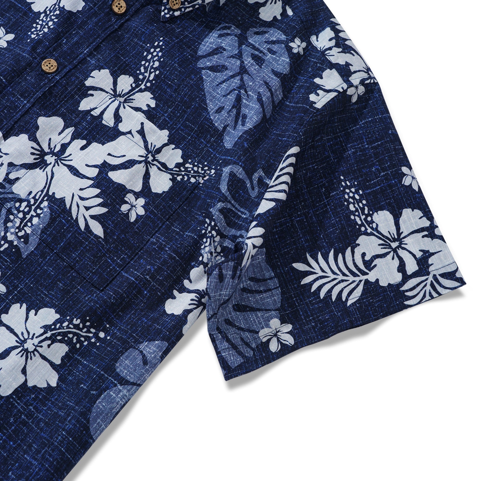 Men's Hawaiian Shirt Short Sleeve Button-down 100% Cotton Blue Aloha Tropical Splendor
