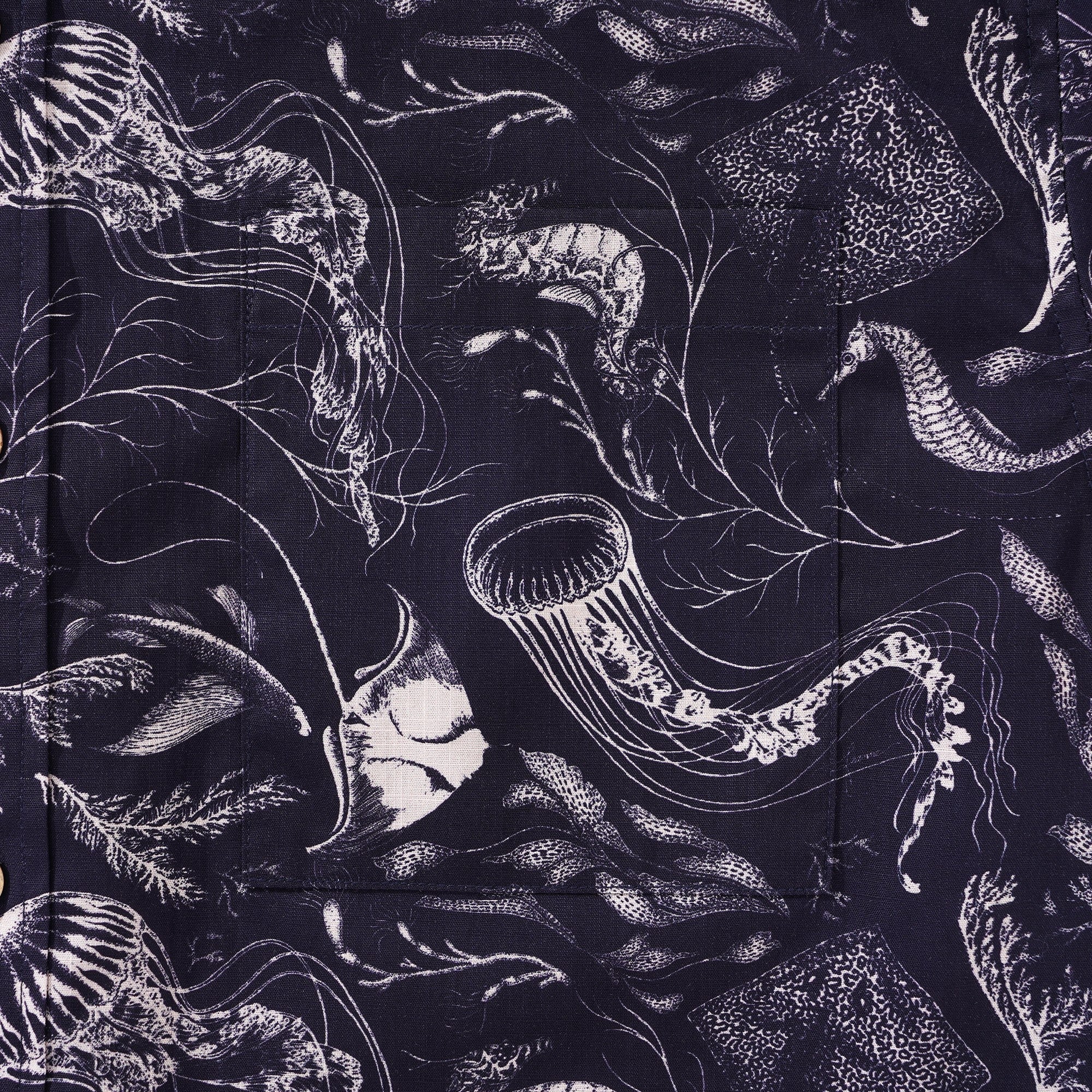 Men's Hawaiian Shirt Short Sleeve Button-down 100% Cotton Aloha Deep - Sea Odyssey By Feanne