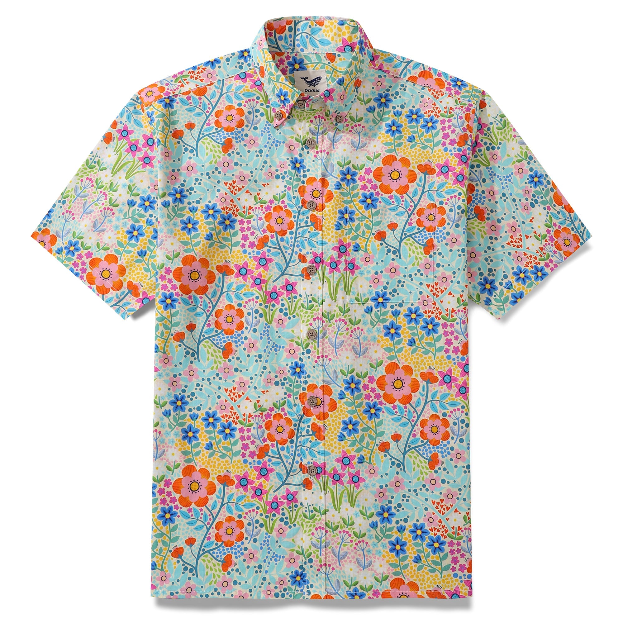 Hawaiian Shirt For Men Summer Flower Garden By Cecca Designs Button-down Shirt Short Sleeve 100% Cotton Shirt