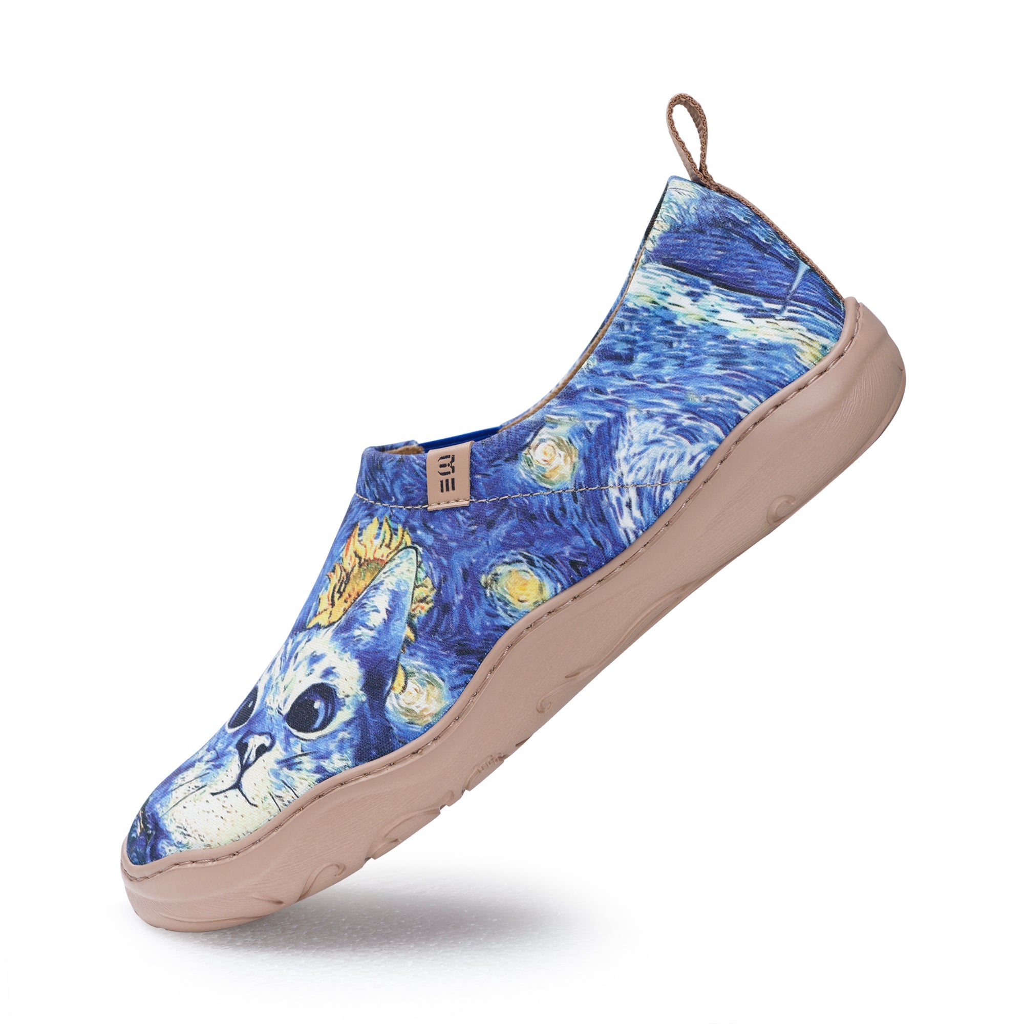 Women's foldable Loafers Van Gogh Art Sneaker Painted Canvas Slip-On