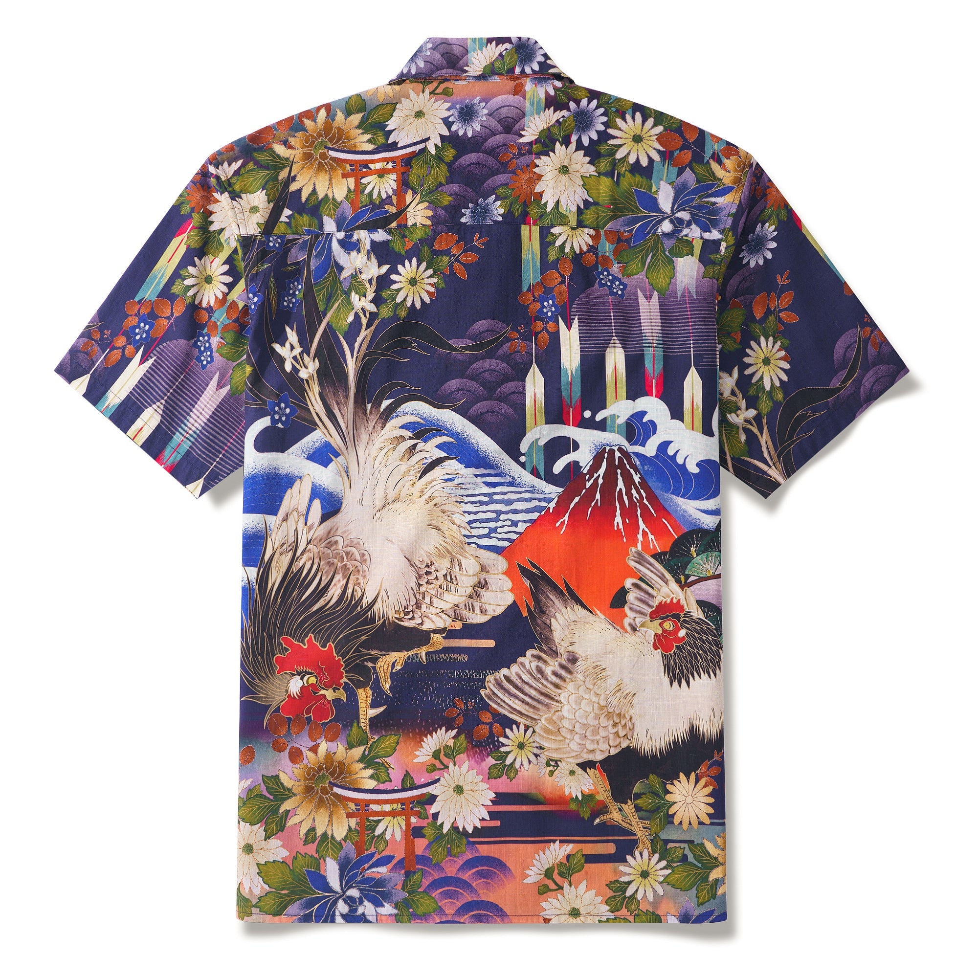 Eastern Inspired Rooster By Zeke Shirt 100% Cotton Men's Aloha Hawaiian Short Sleeve Camp Collar Shirt