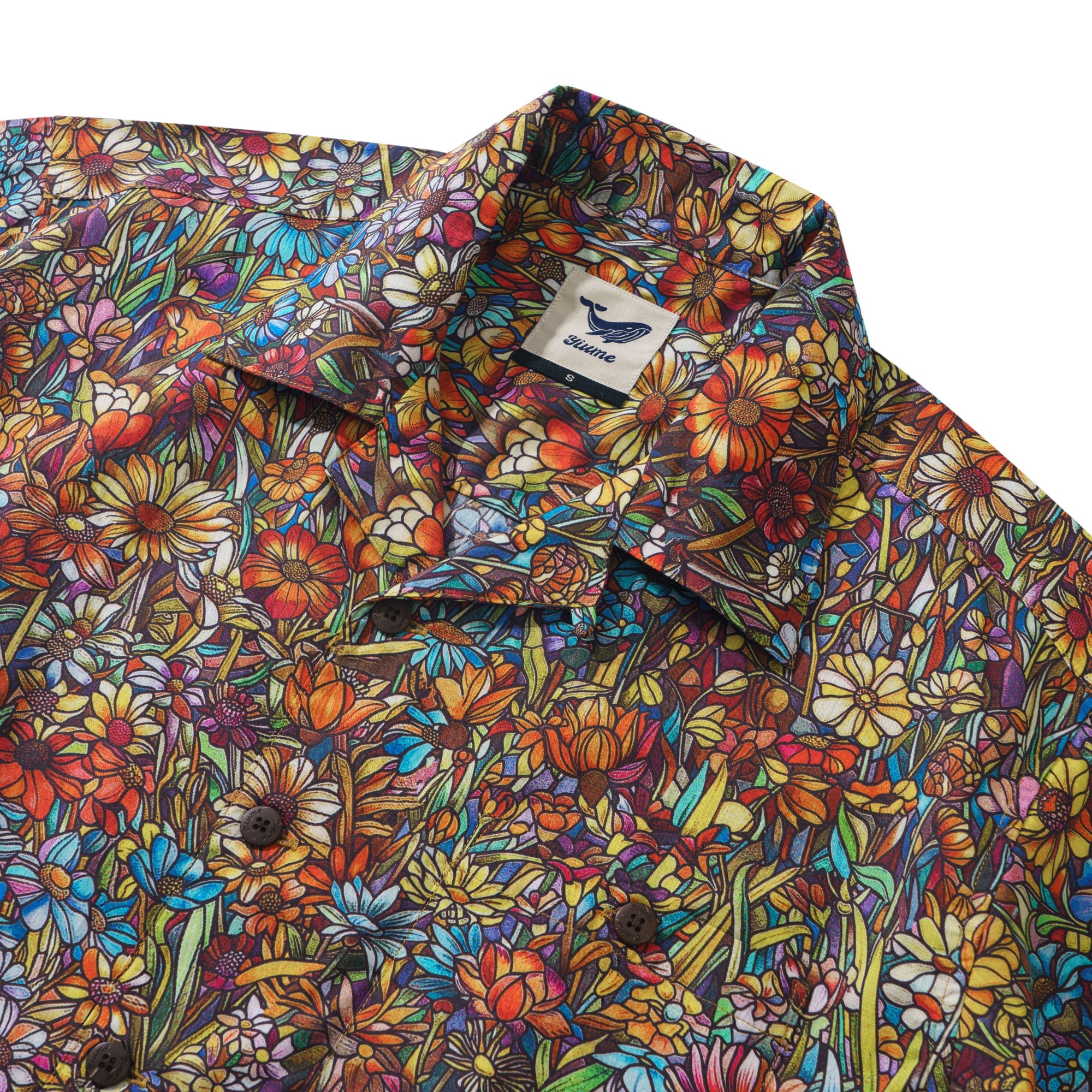 Mirror of Wildflowers 100% Cotton Men's Short Sleeve Camp Collar Shirt Aloha Hawaiian